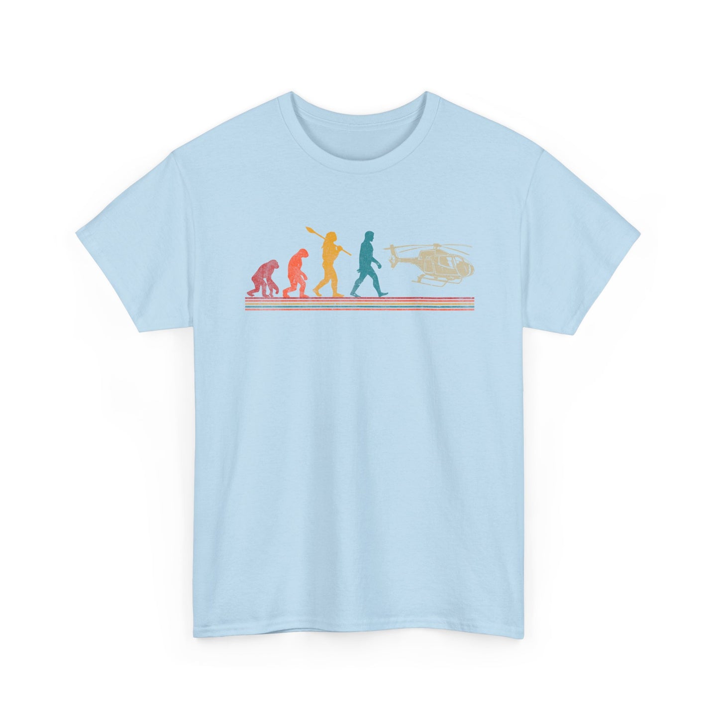 T-Shirt - Evolution of Man to Helicopter Vintage Graphic Tee