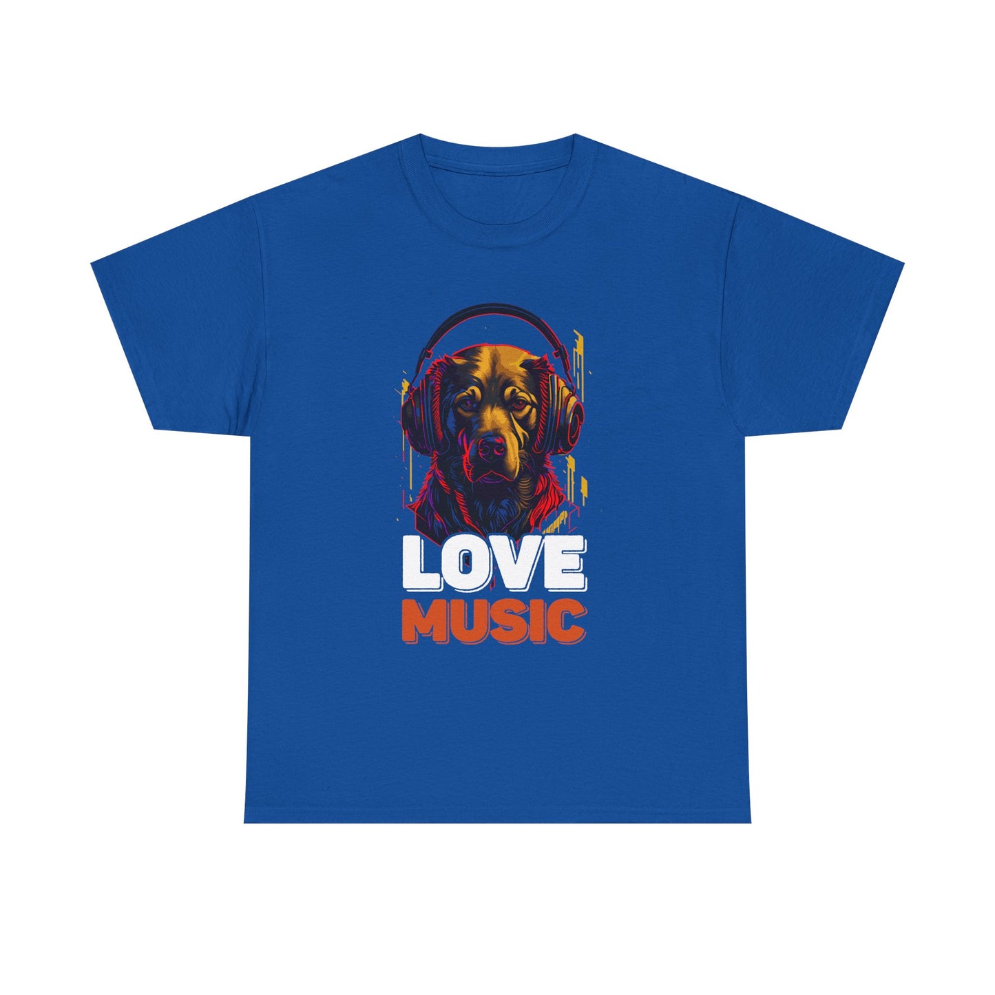 Love Music Dog Tee — Retro Headphones Graphic T-Shirt