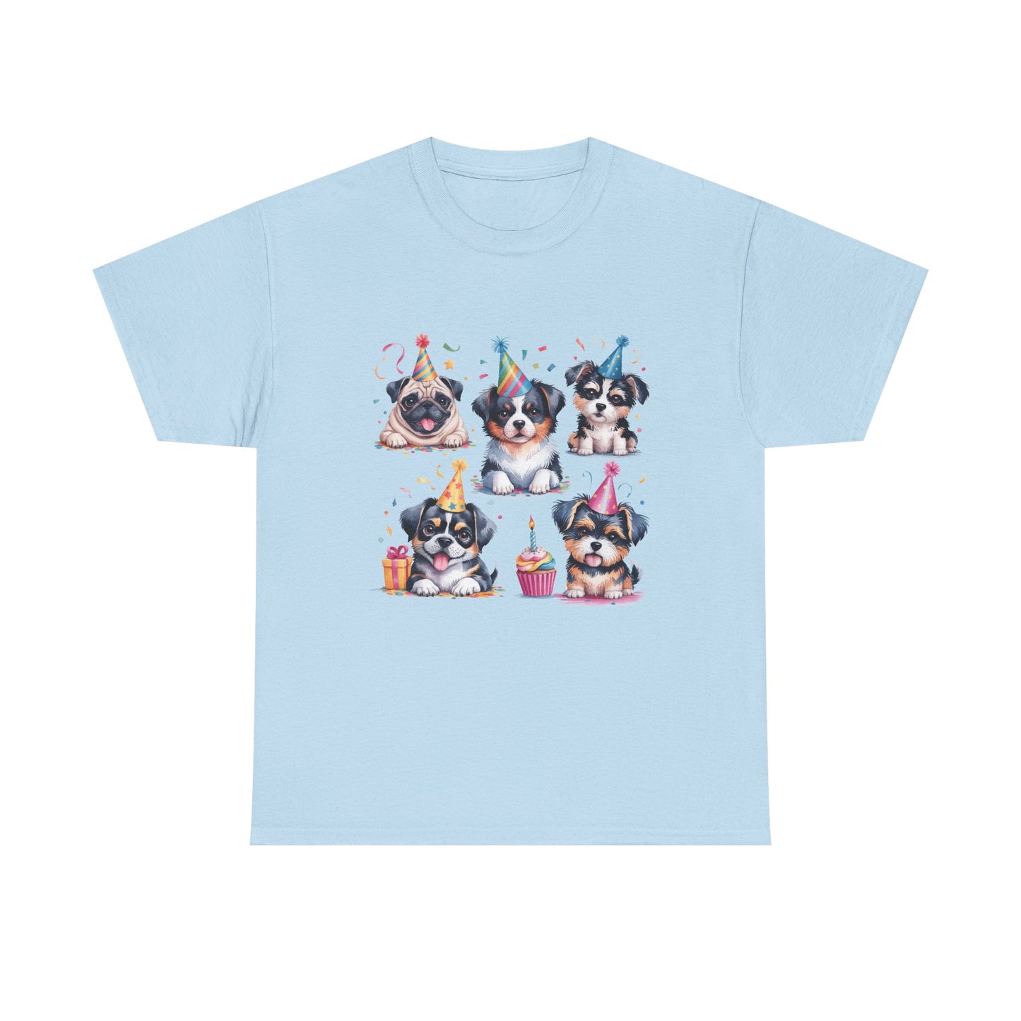 Birthday Puppies T‑Shirt — Cute Party Dogs with Cupcakes