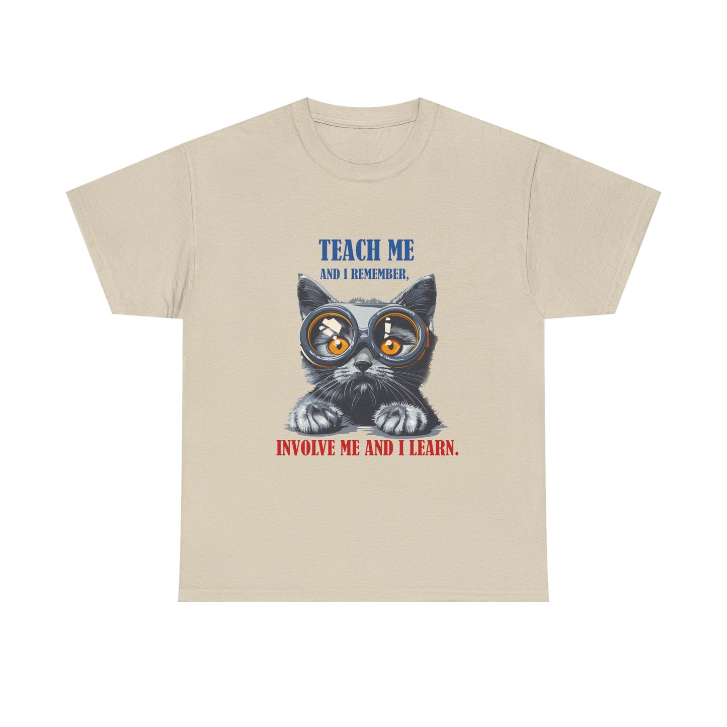Cat Teacher T‑Shirt — “Teach Me and I Remember, Involve Me and I Learn” Educational Cat Tee