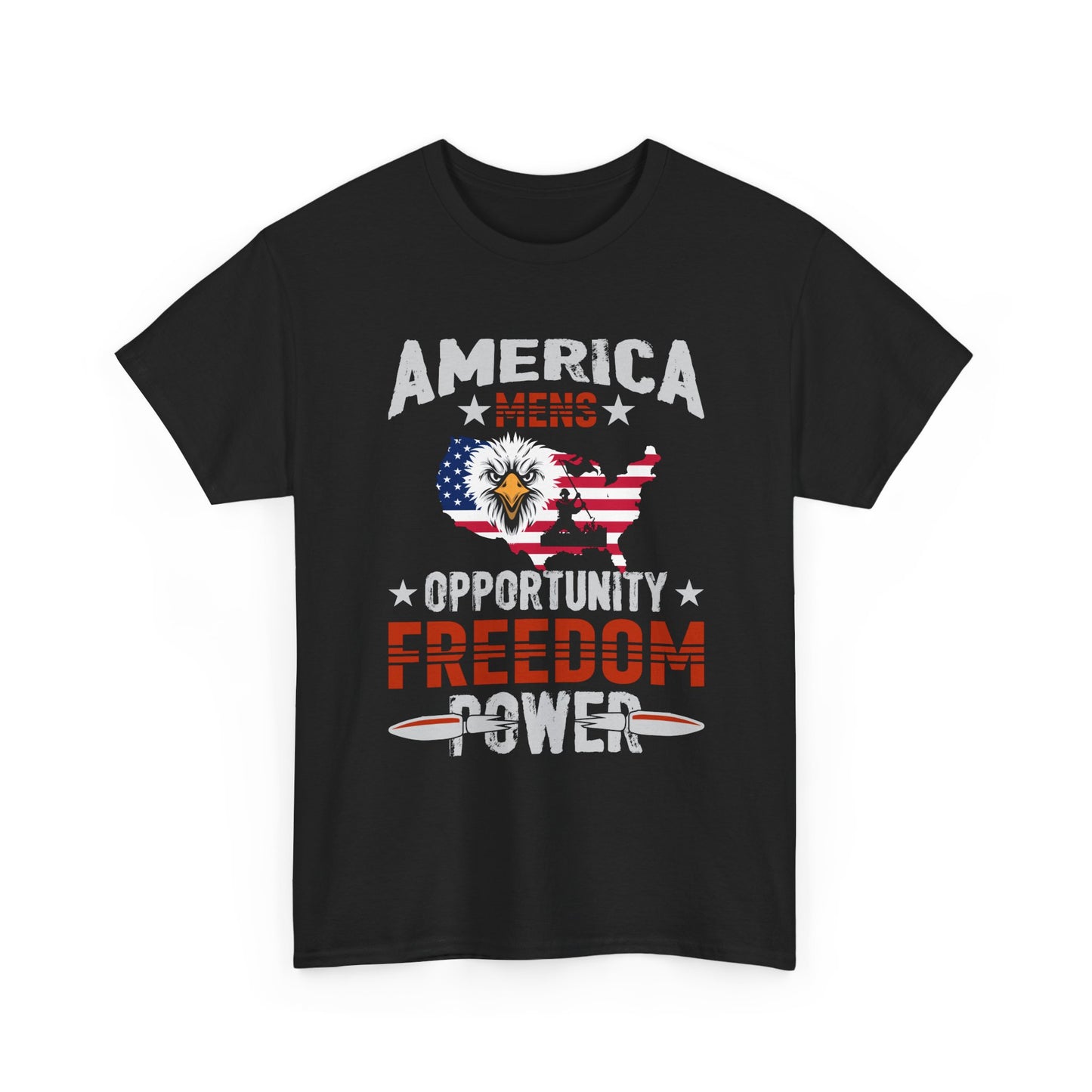 Freedom Power Patriotic T‑Shirt — America Opportunity & Veterans Flag Design