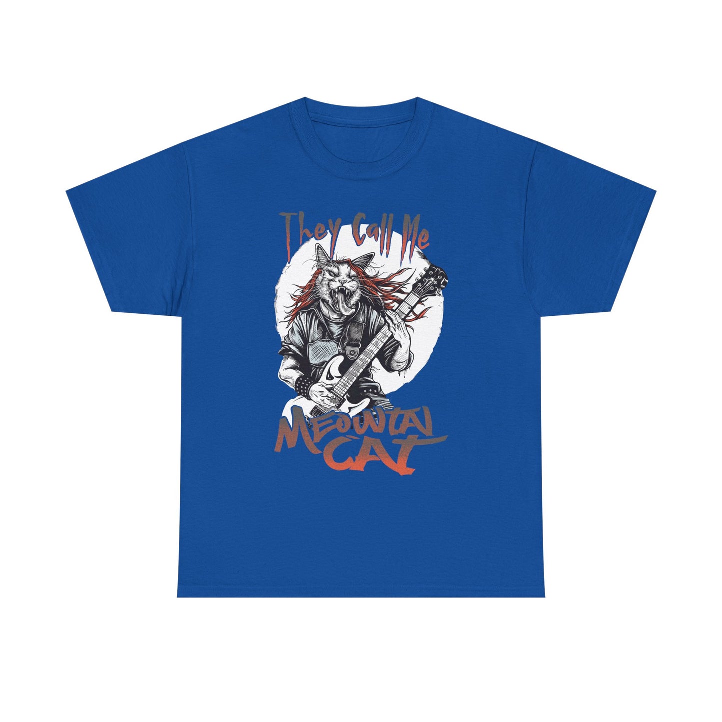 Meowtal Cat Guitar T-Shirt — "They Call Me Meowtal Cat" Rock Music Tee