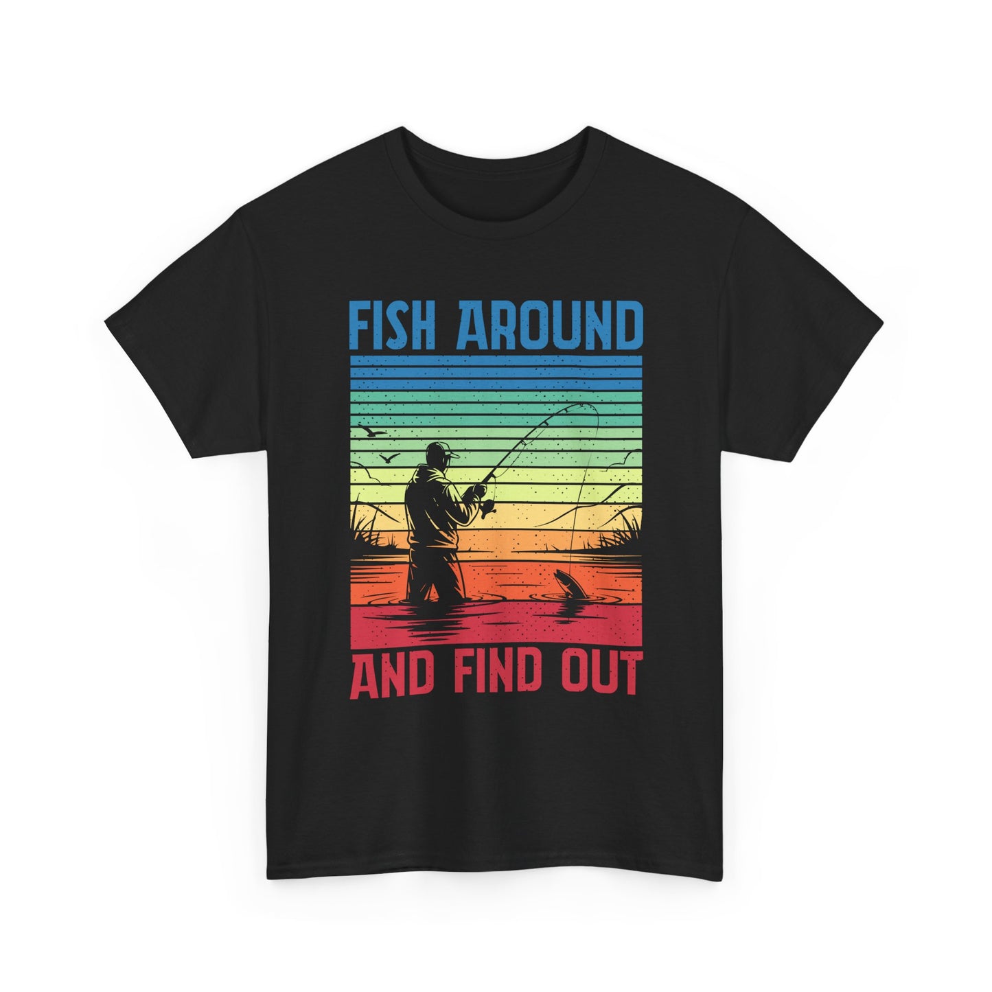 Fishing T-Shirt - "Fish Around and Find Out" Retro Sunset Angler Tee