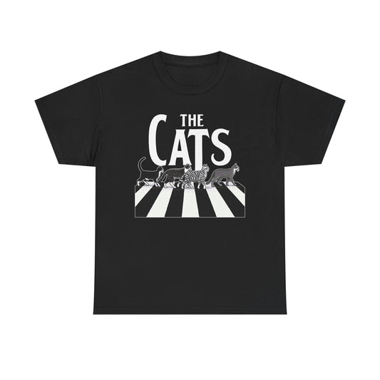 Cats Crossing T‑Shirt — Retro Black & White Cat Walk Graphic Tee
