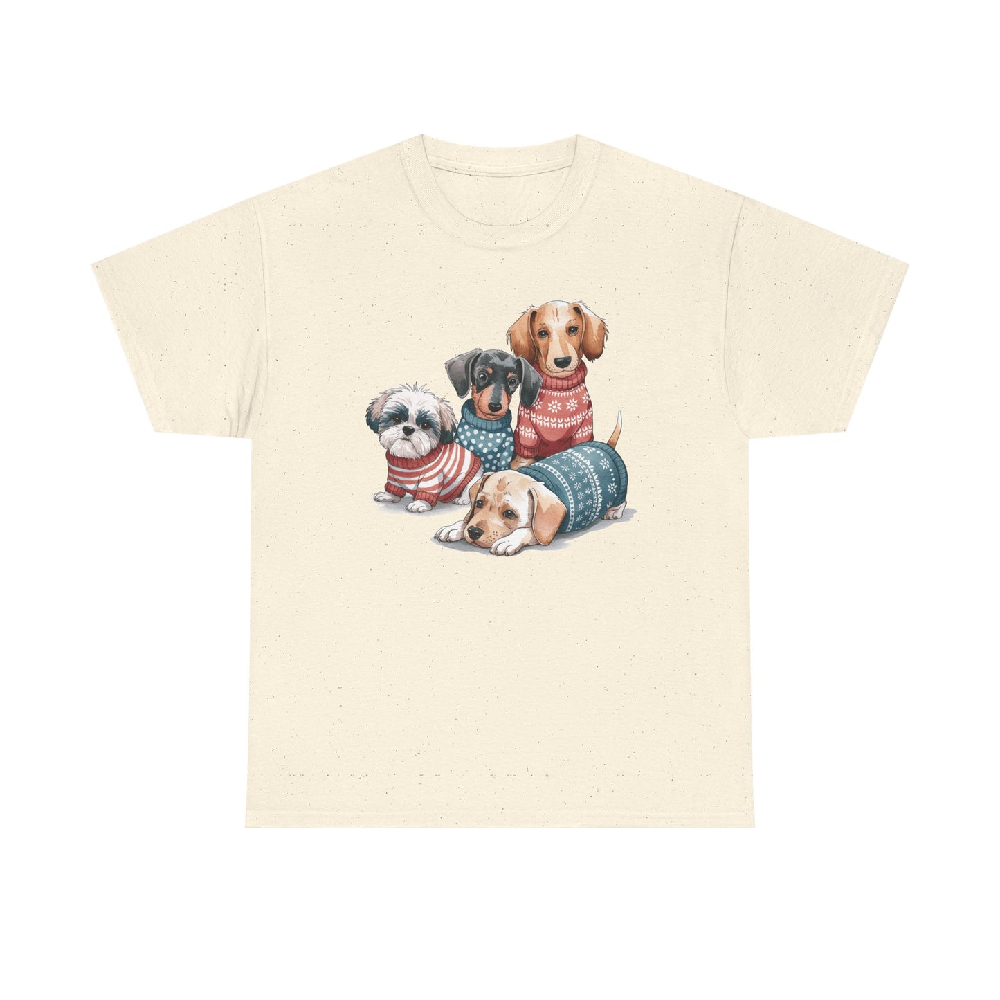 Dog Squad Tee — Cute Puppies in Cozy Sweaters Graphic T-Shirt