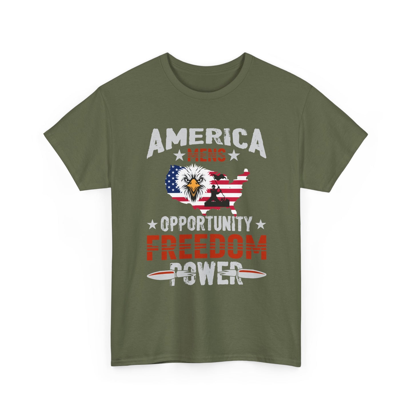 Freedom Power Patriotic T‑Shirt — America Opportunity & Veterans Flag Design