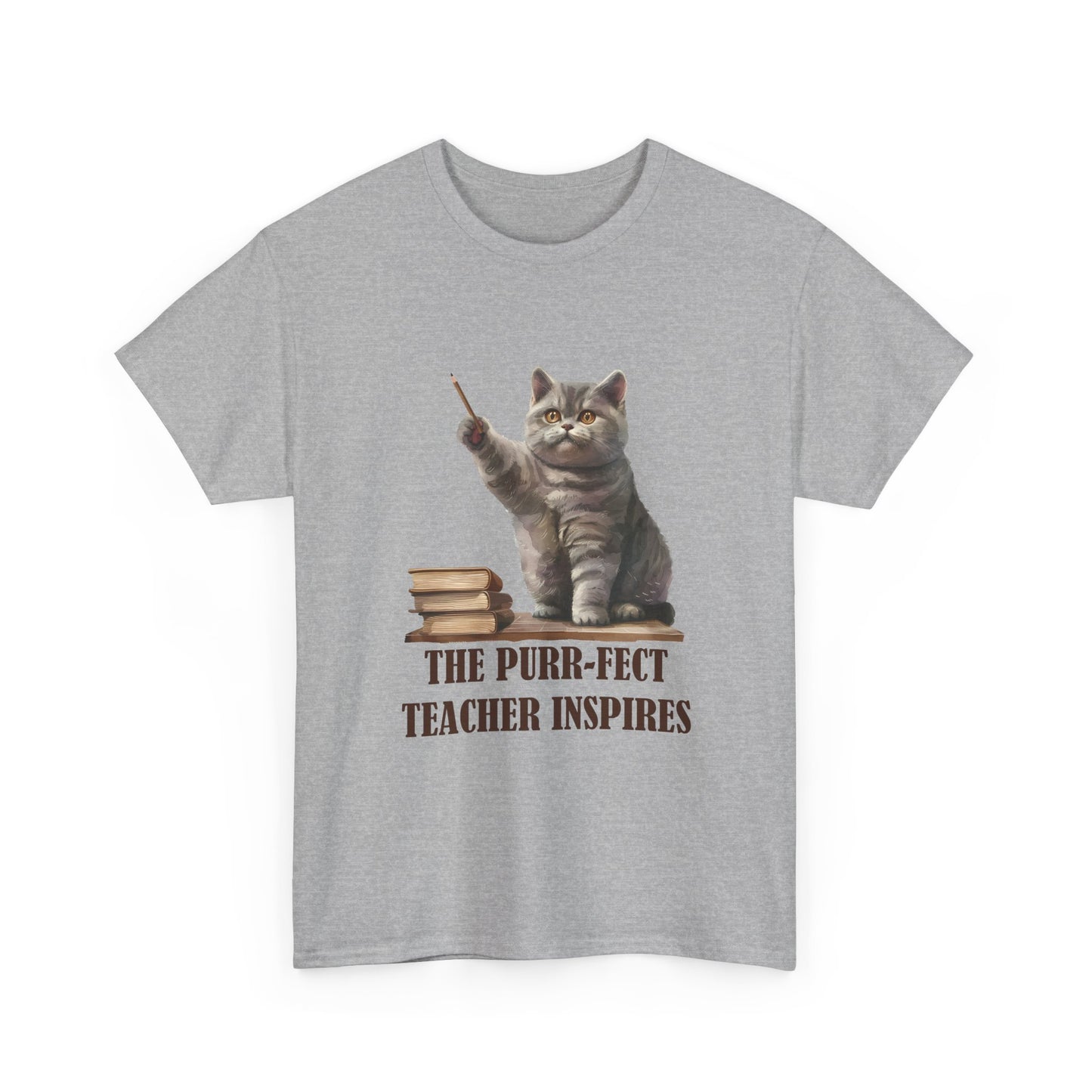 Teacher Cat T-Shirt — "The Purr-fect Teacher Inspires" Cute Gift for Educators