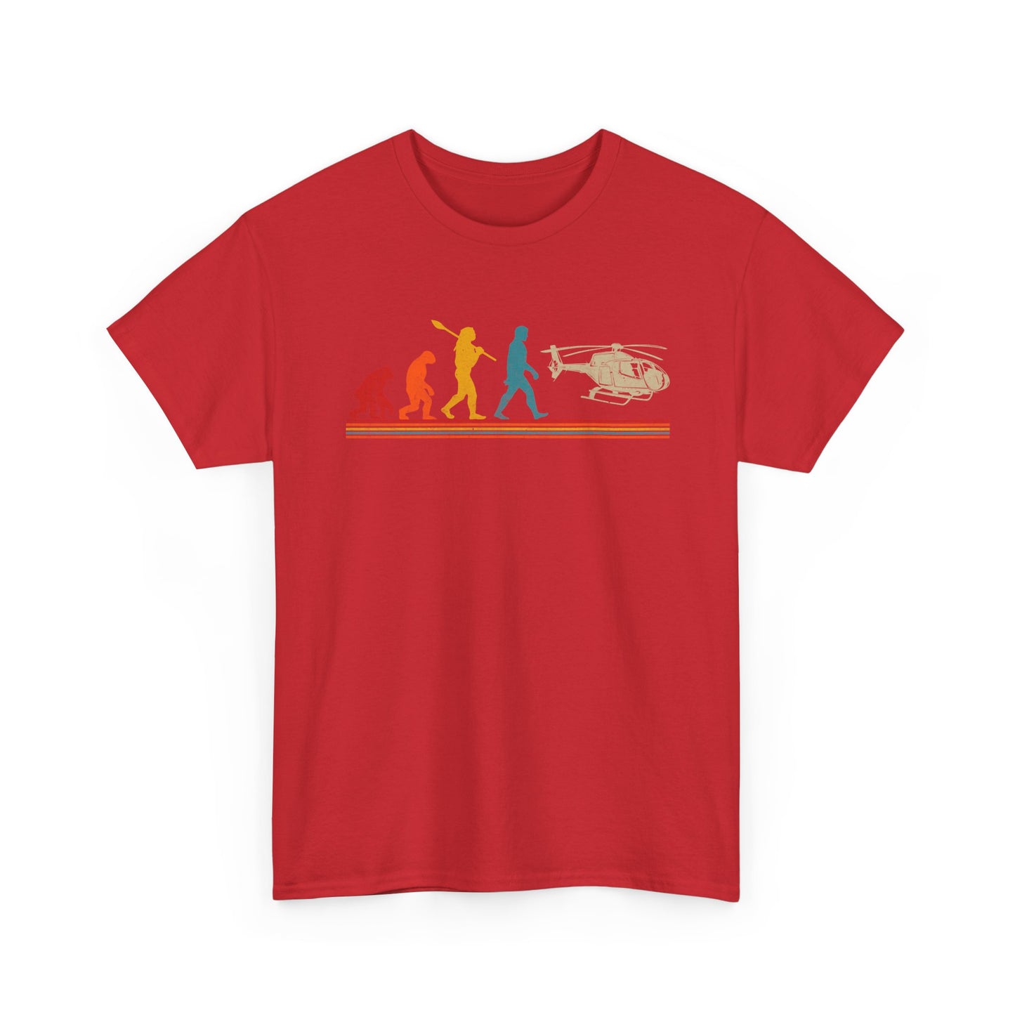T-Shirt - Evolution of Man to Helicopter Vintage Graphic Tee