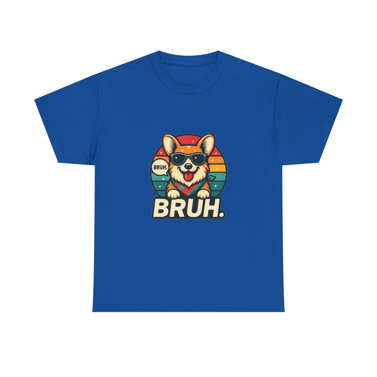 Corgi 'BRUH' Graphic Tee - Retro Sunglasses Dog T-Shirt