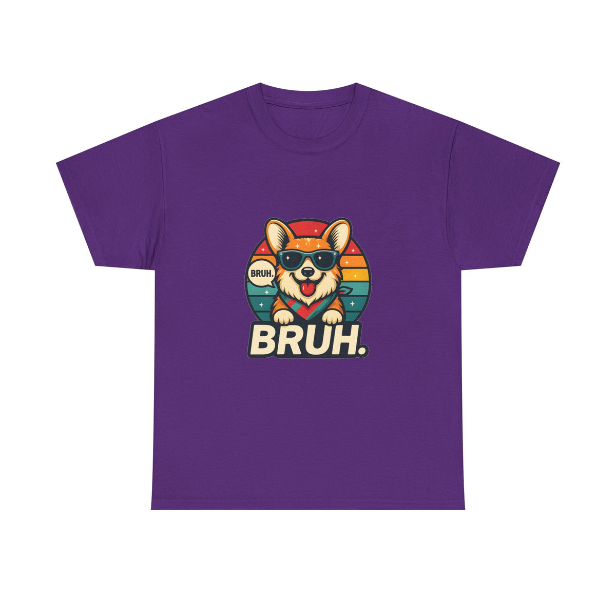 Corgi 'BRUH' Graphic Tee - Retro Sunglasses Dog T-Shirt