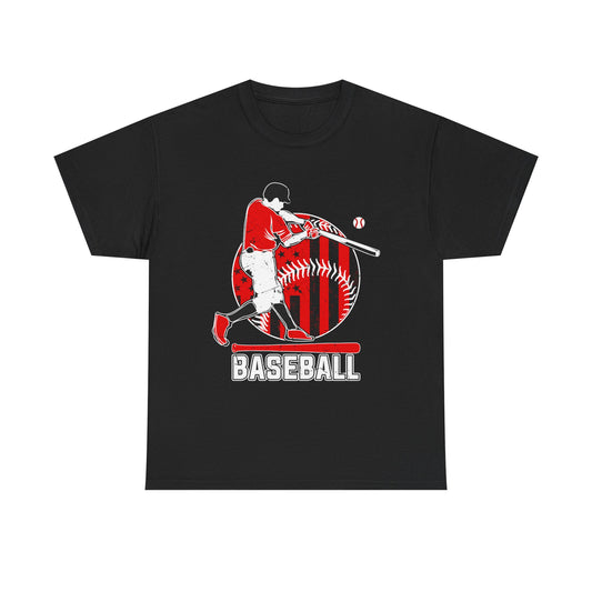 Baseball Player Graphic Tee — Vintage Red Batter Design