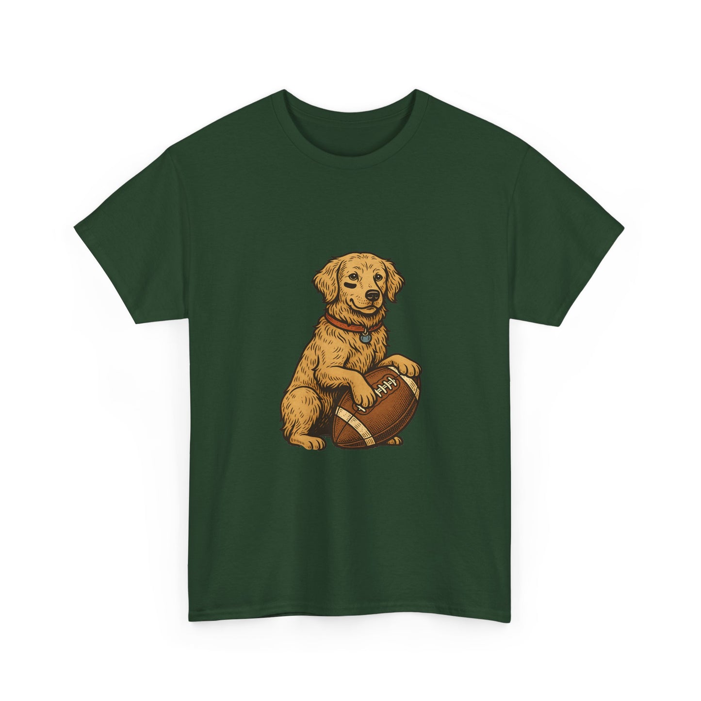 Golden Retriever Puppy Football Tee — Cute Dog with Football Graphic T-Shirt