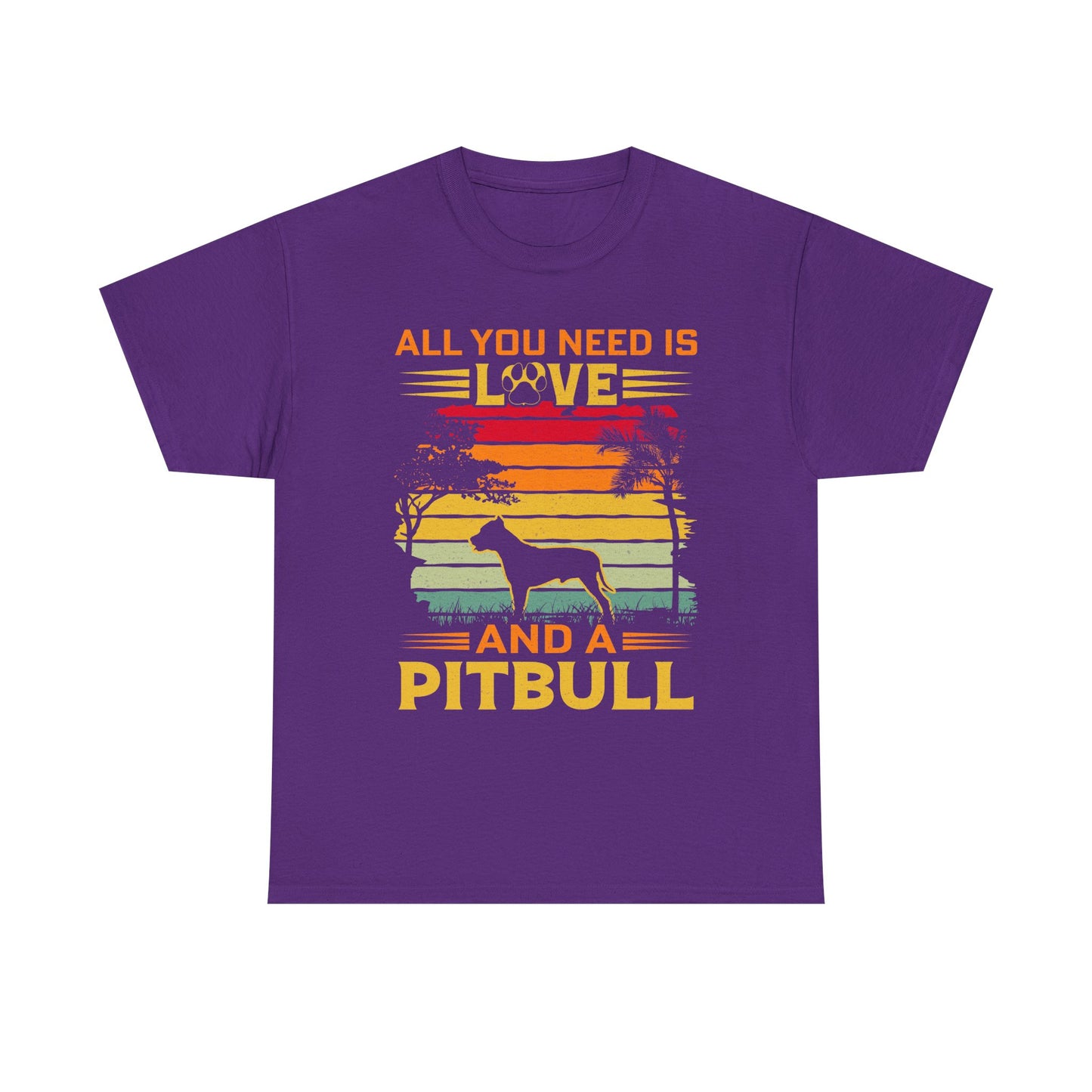 Pitbull T-Shirt – "All You Need Is Love and a Pitbull" Vintage Sunset Tee