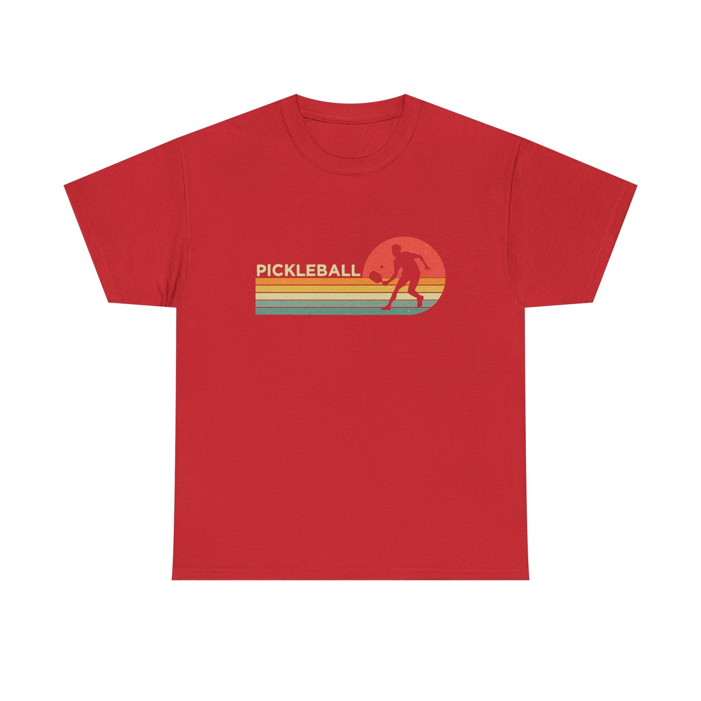 Pickleball Retro Sunset Tee — Vintage Striped Pickleball Player T-Shirt