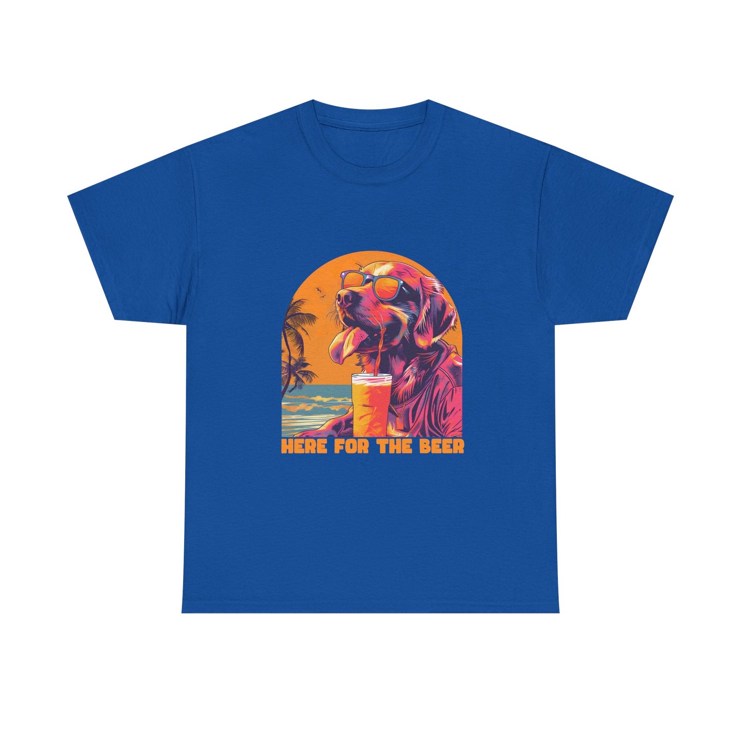 Here For The Beer T-Shirt — Retro Flamingo Beach Tee