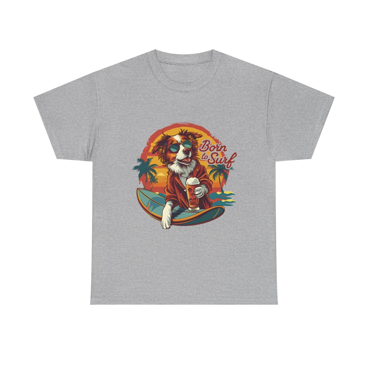 T-Shirt - "Born to Surf" Surfing Dog Graphic Tee