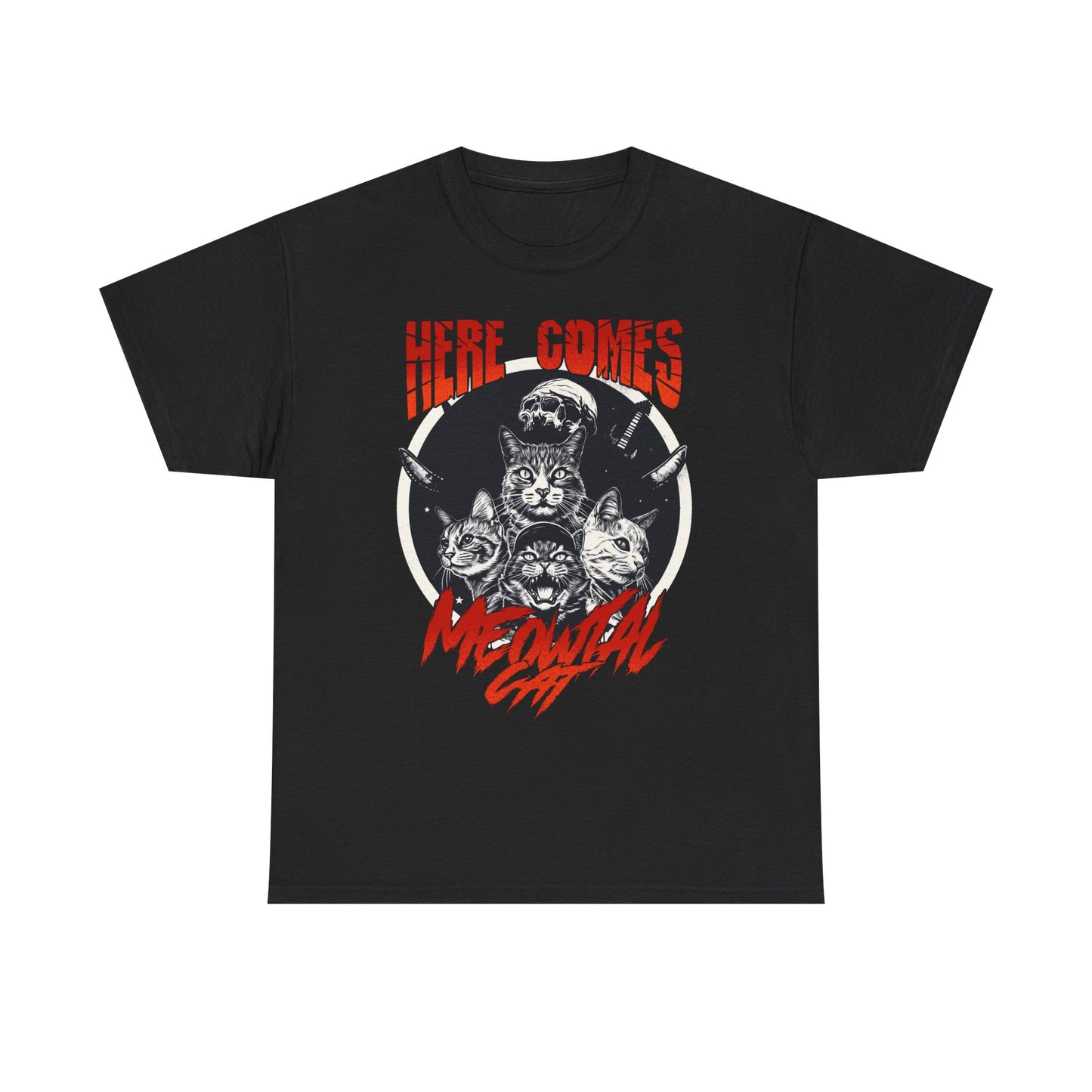 Here Comes Meowtal Cat Band T-Shirt