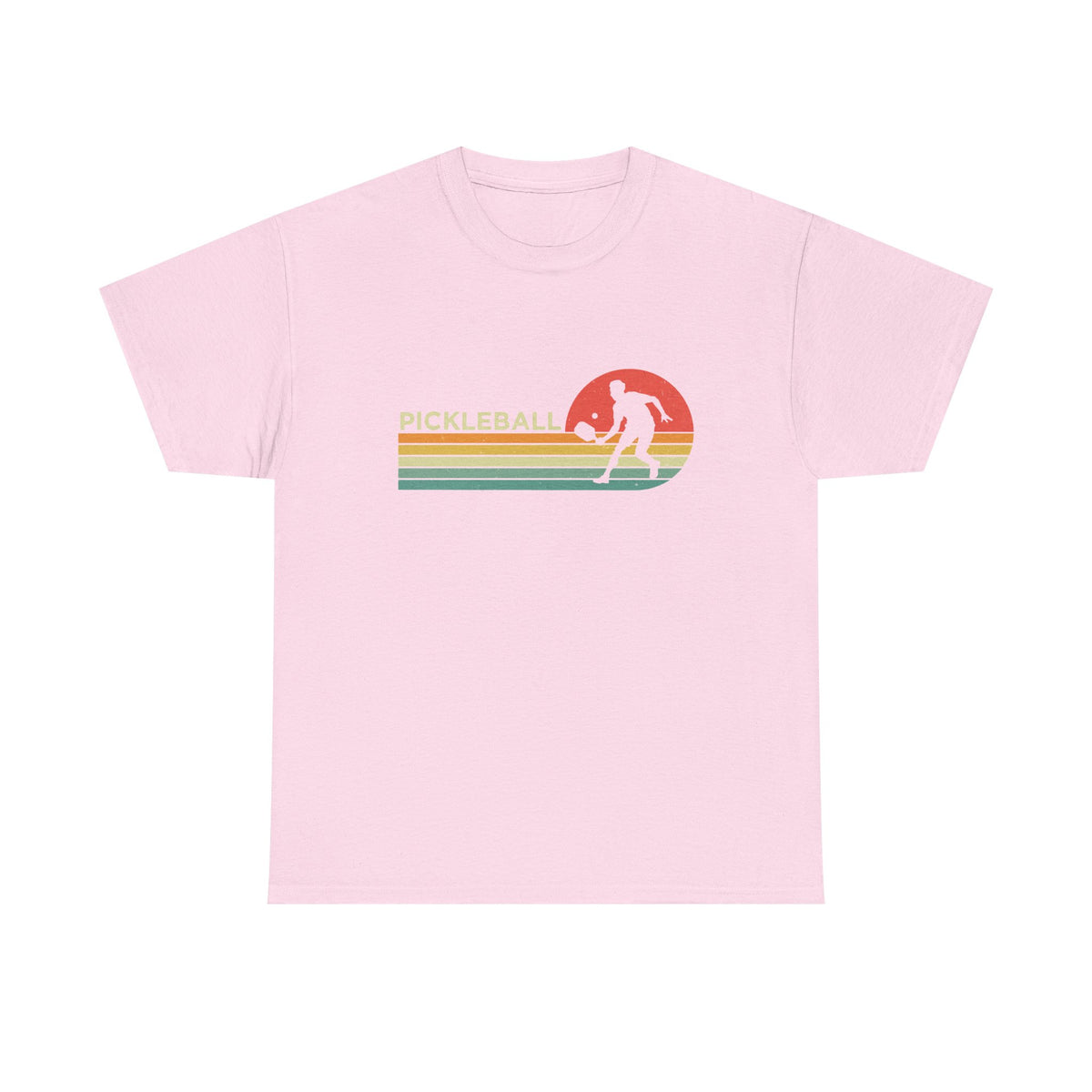 Pickleball Retro Sunset Tee — Vintage Striped Pickleball Player T-Shirt
