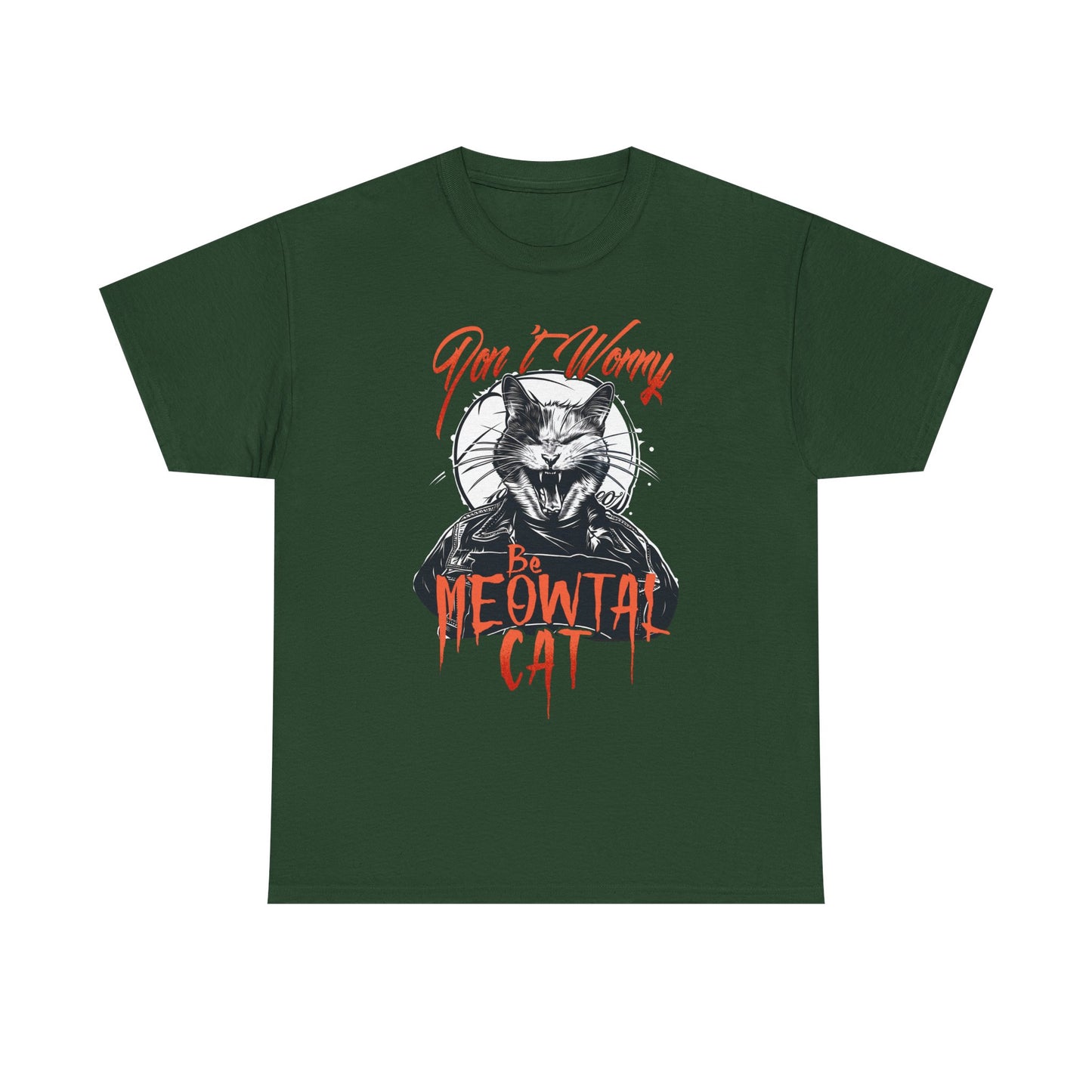 Meowtal Cat T-Shirt — 'Don't Worry' Gothic Cat Graphic Tee