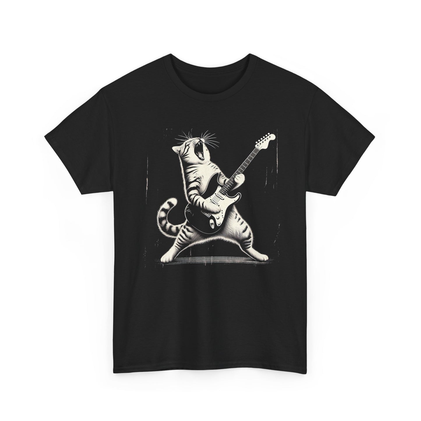 Cat Rocker T-Shirt — Guitar Playing Cat Vintage Band Tee