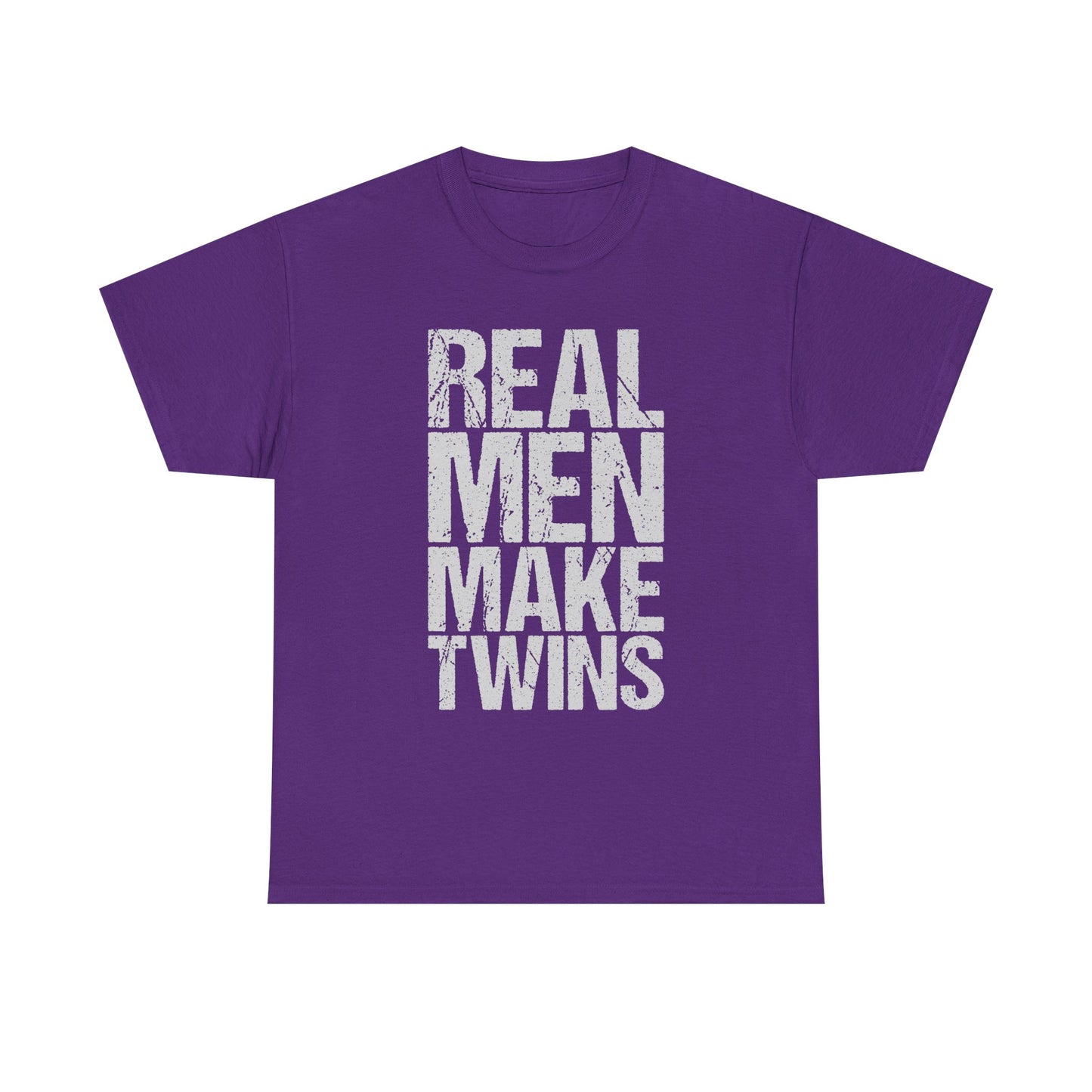 T-Shirt — "Real Men Make Twins" Graphic Tee, Fatherhood Announcement Gift