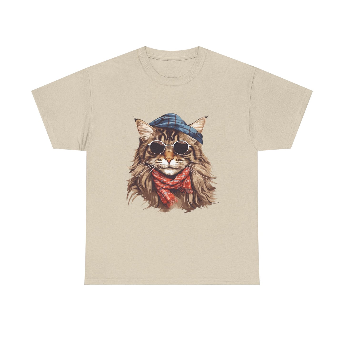 Cat Portrait Tee — Hipster Cat with Sunglasses & Bandana Graphic T-Shirt
