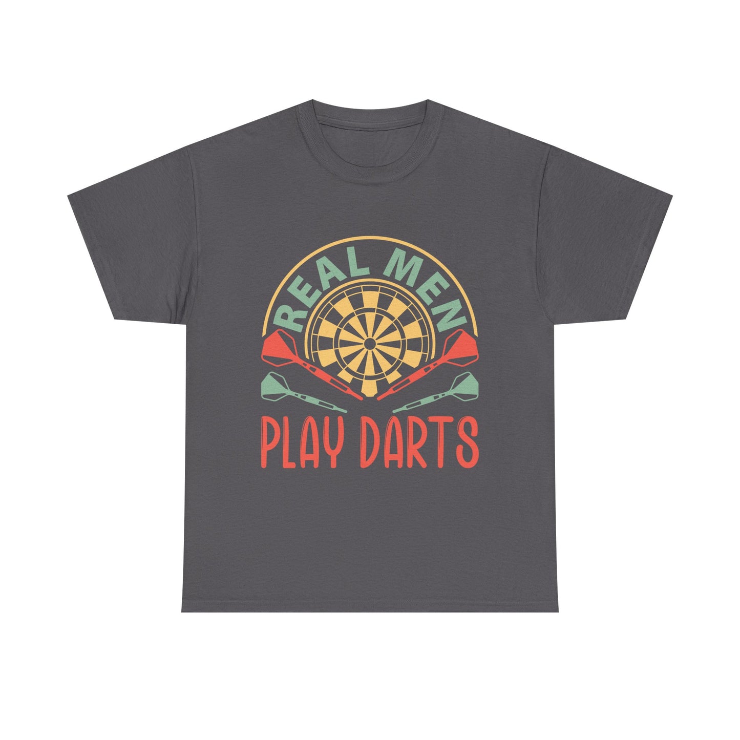 Darts T-Shirt — “Real Men Play Darts” Retro Dartboard Tee