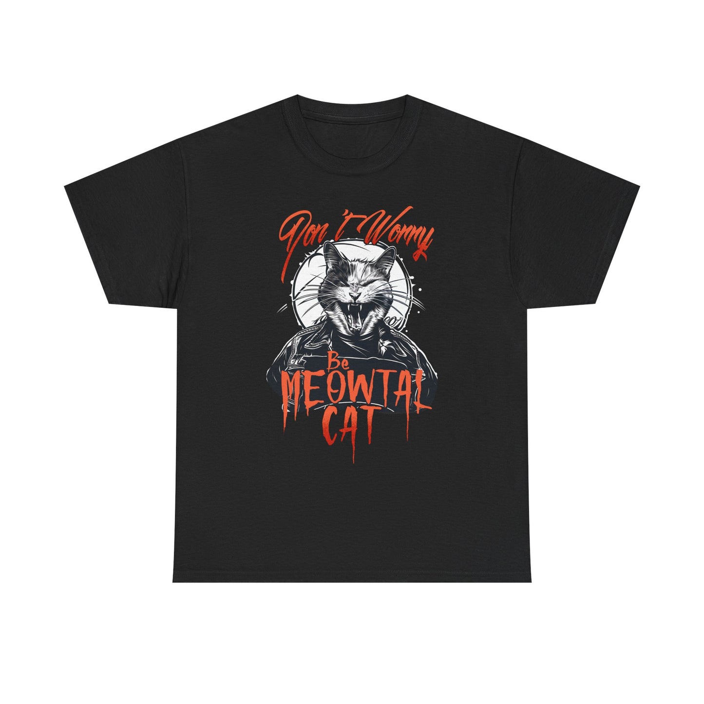 Meowtal Cat T-Shirt — 'Don't Worry' Gothic Cat Graphic Tee