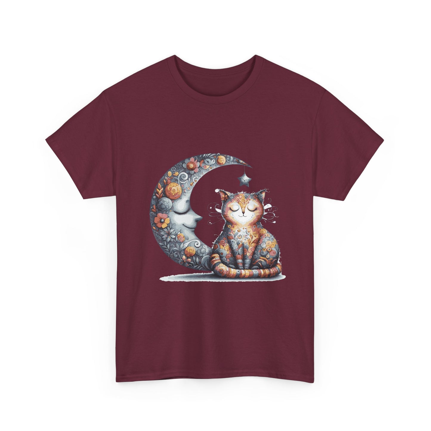 Cat Moon T-Shirt — Whimsical Cosmic Cat Graphic Tee