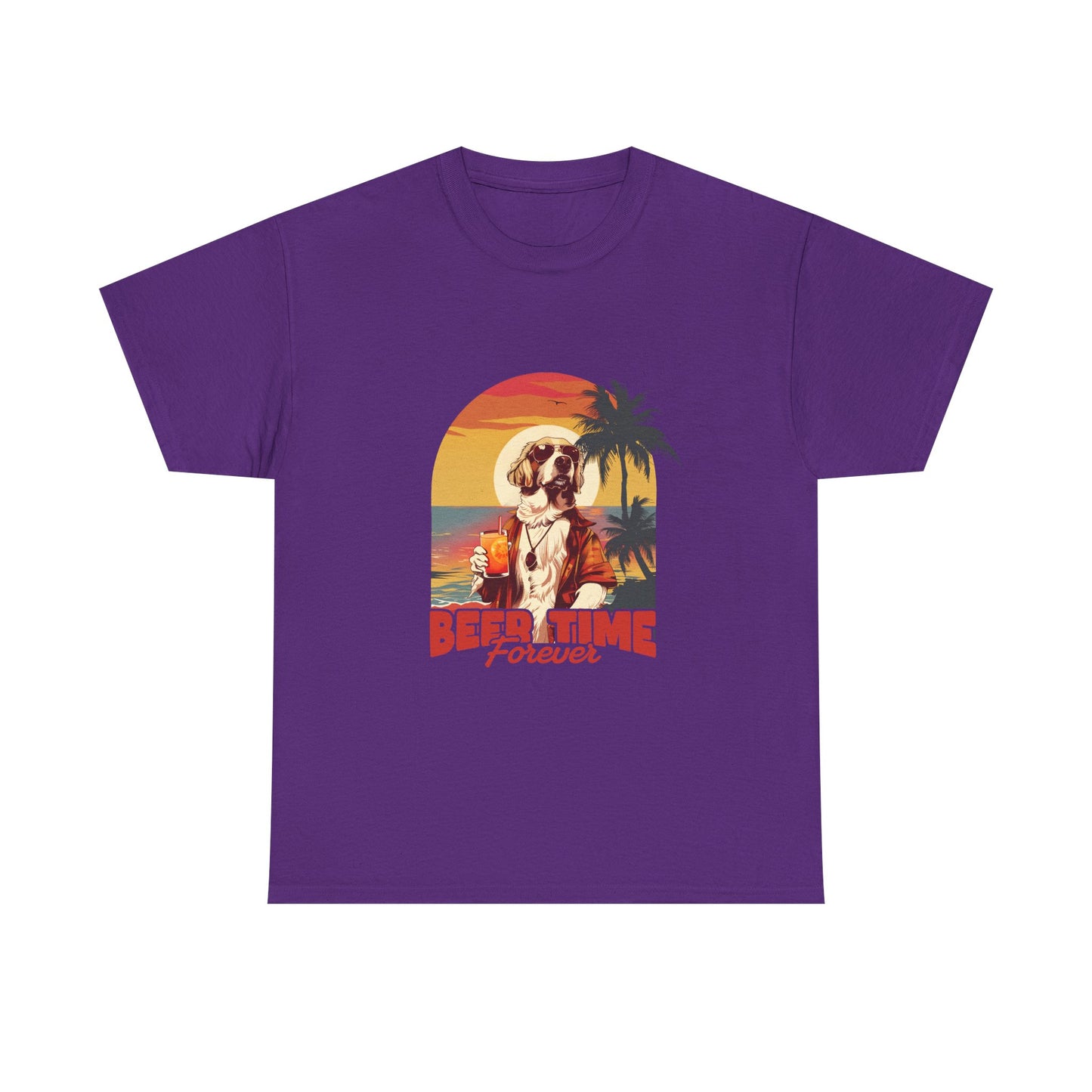 Beer Time Forever T-Shirt — Retro Beach Dog Vacation Tee