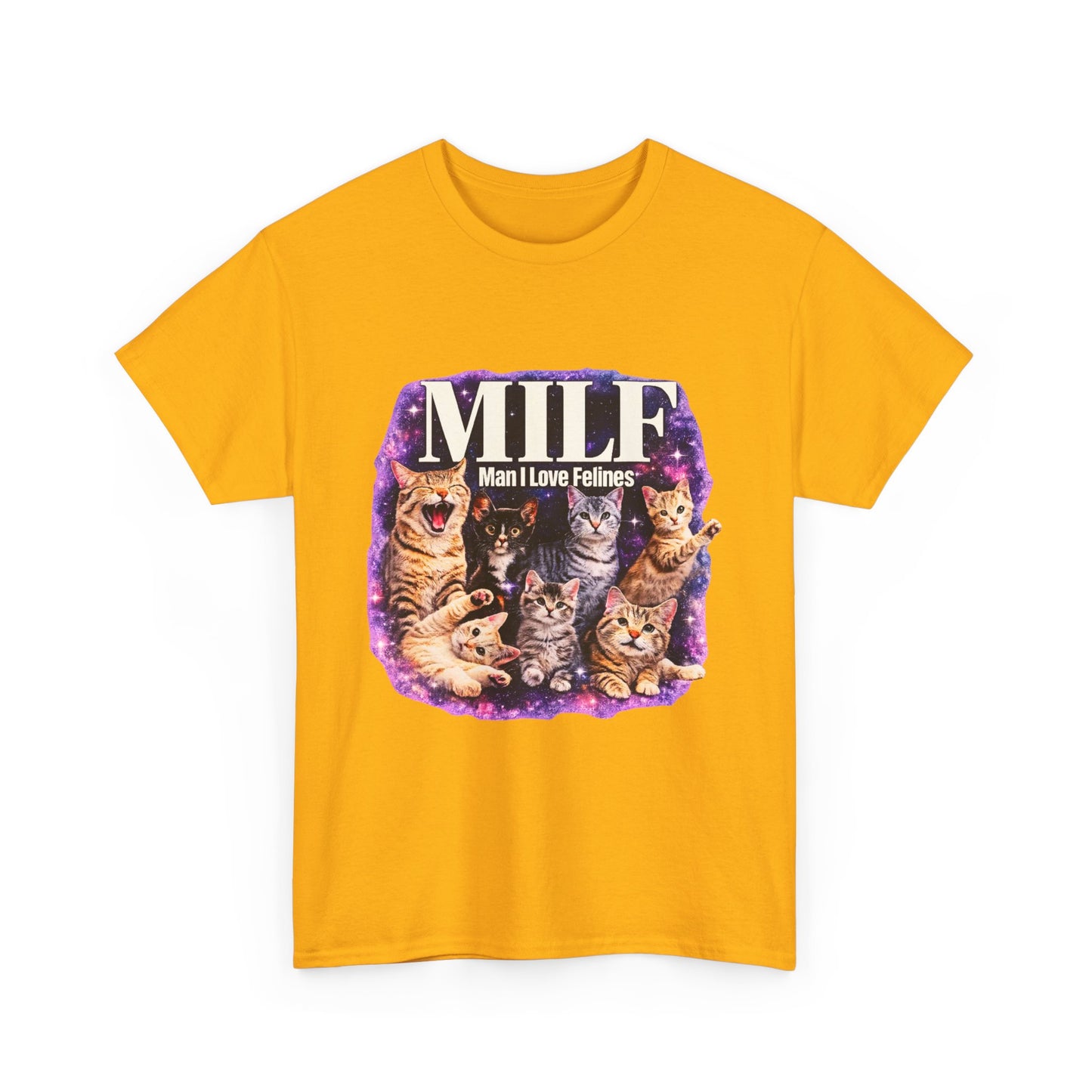 Cat Lover Tee — "MILE: Man I Love Felines" Graphic T-Shirt
