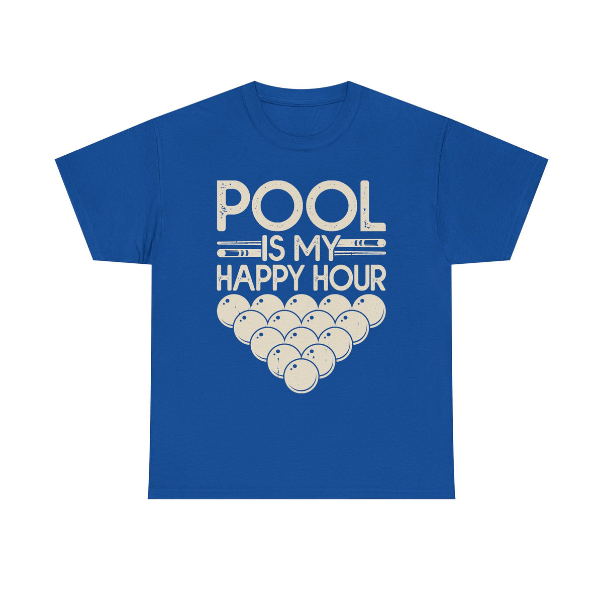 Pool Is My Happy Hour T-Shirt — Billiards Cue & Ball Graphic Tee