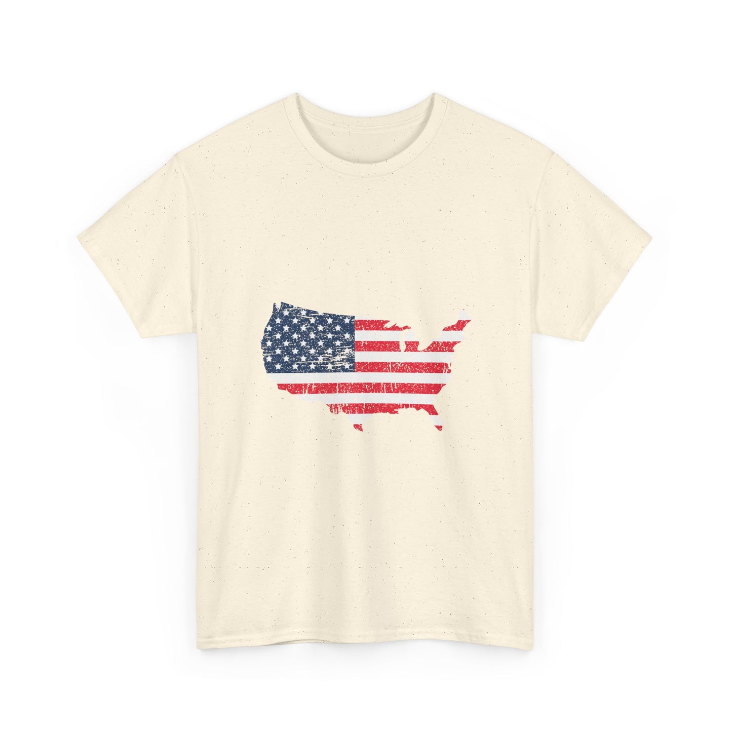 USA Flag Map T-Shirt — Distressed American Flag Outline Tee
