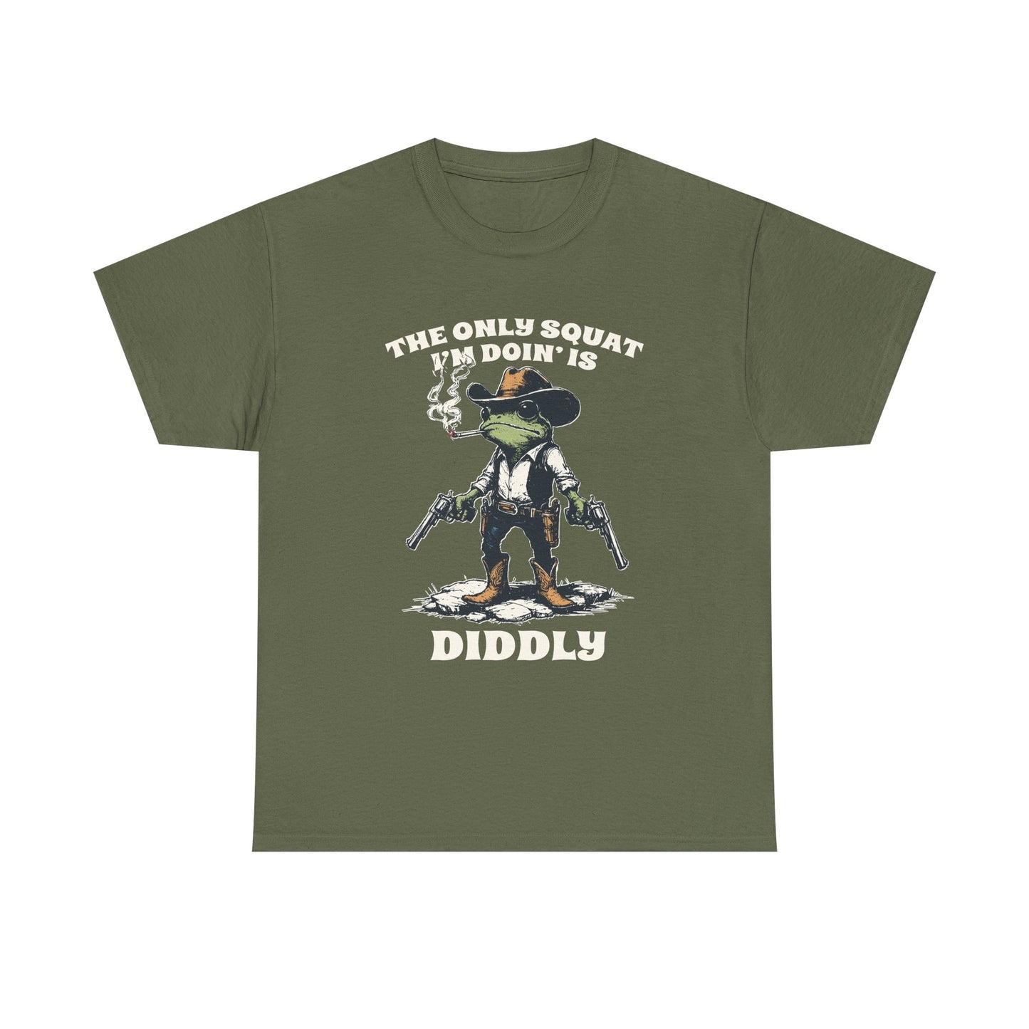 T-Shirt - 'The Only Squat I'm Doin' Is Diddly' Funny Frog Cowboy Graphic Tee