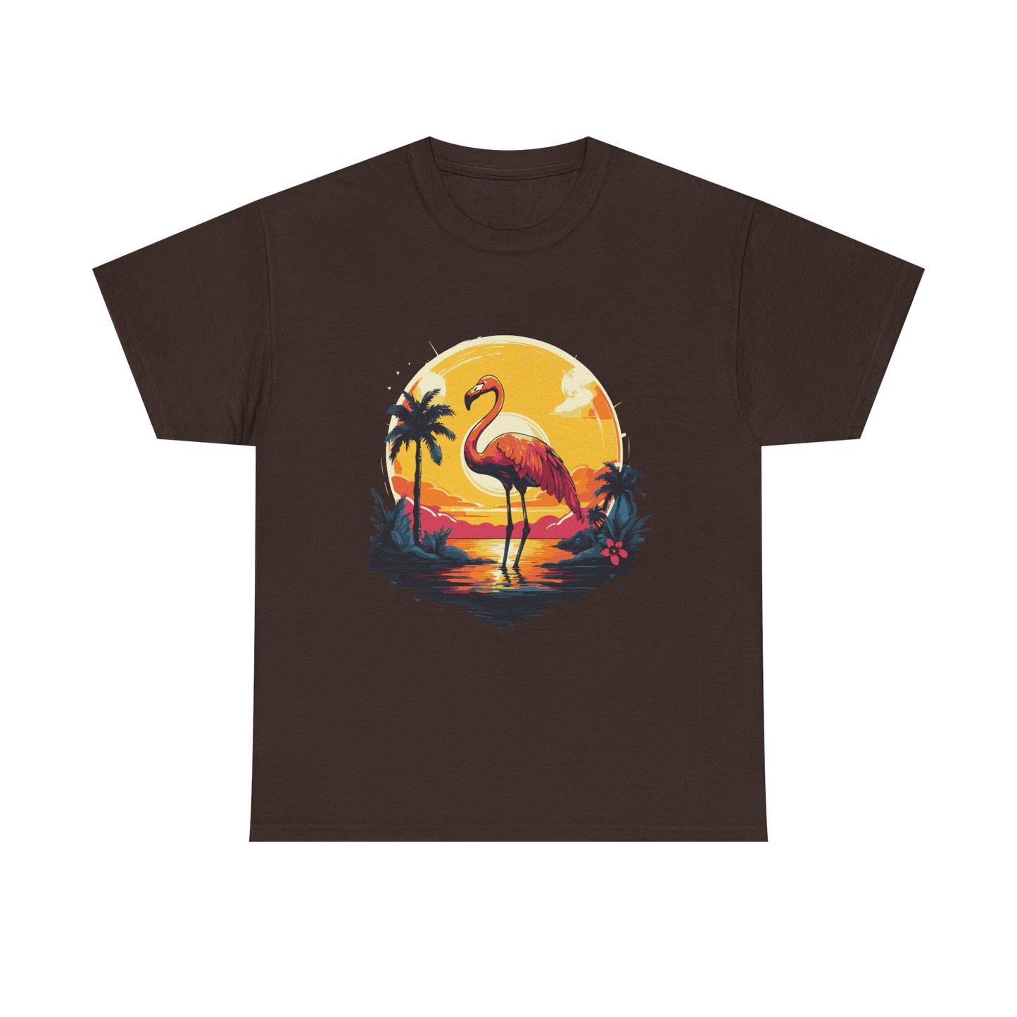 Flamingo Sunset Tee — Tropical Beach Vintage Graphic T-Shirt