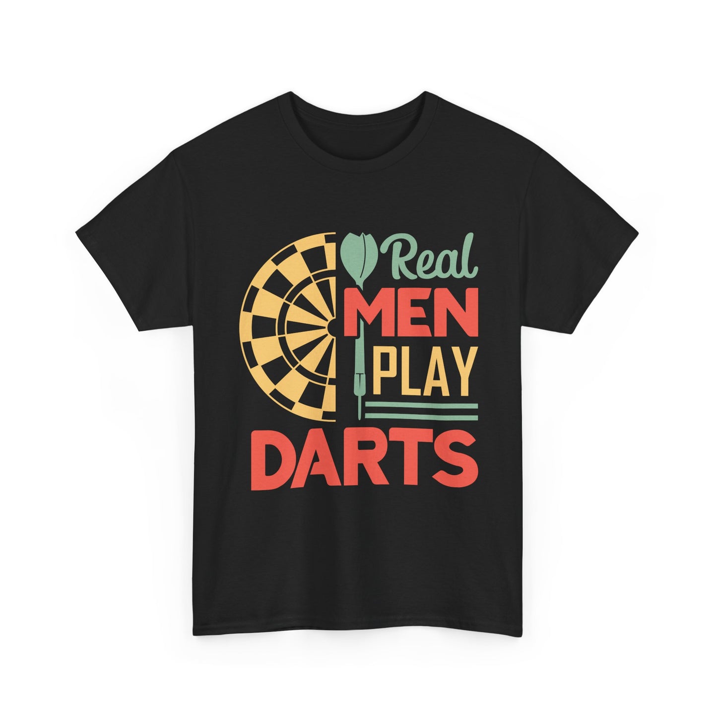 Darts T-Shirt — “Real Men Play Darts” Retro Dartboard Tee