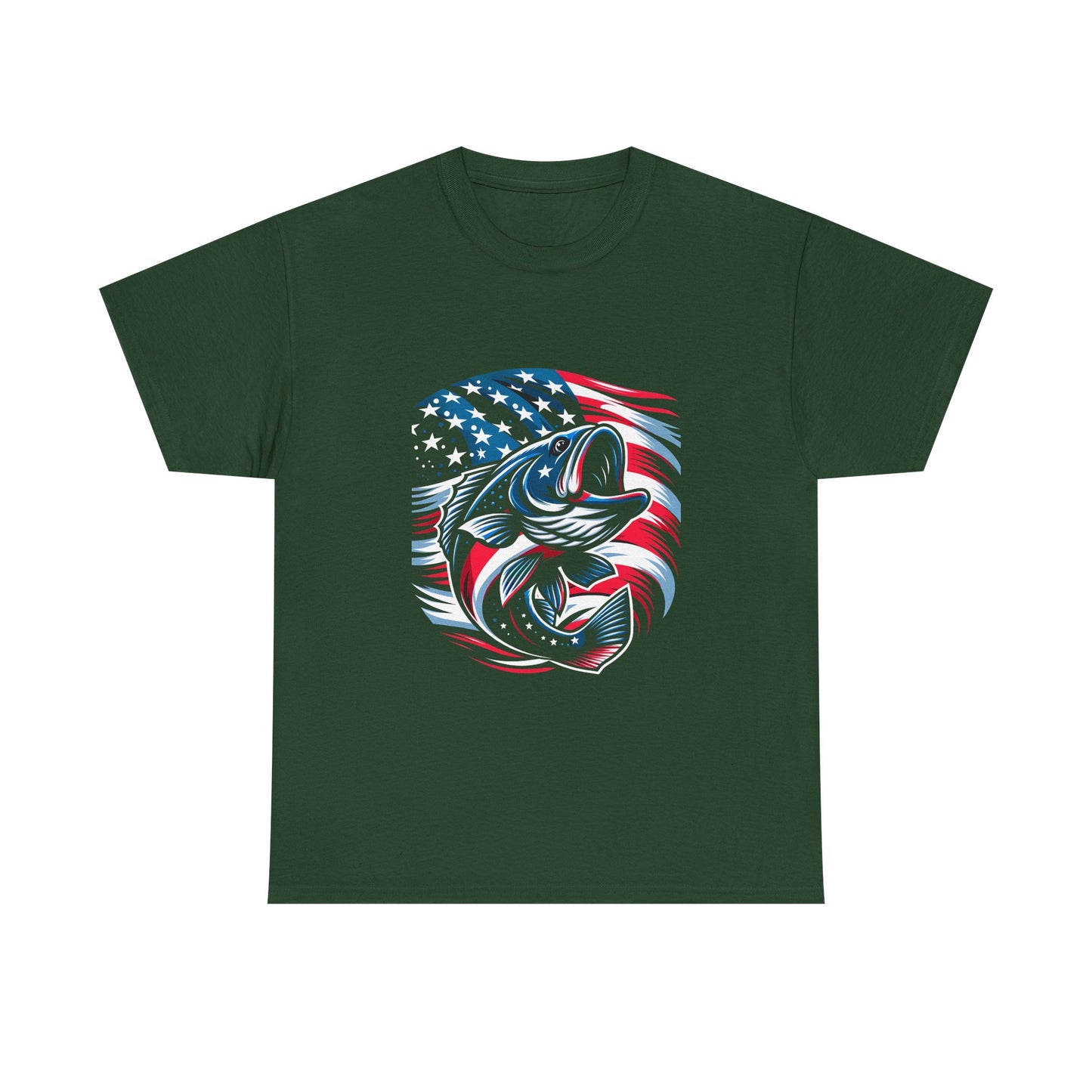 Fishing Bass T-Shirt with American Flag — Patriotic Angler Tee
