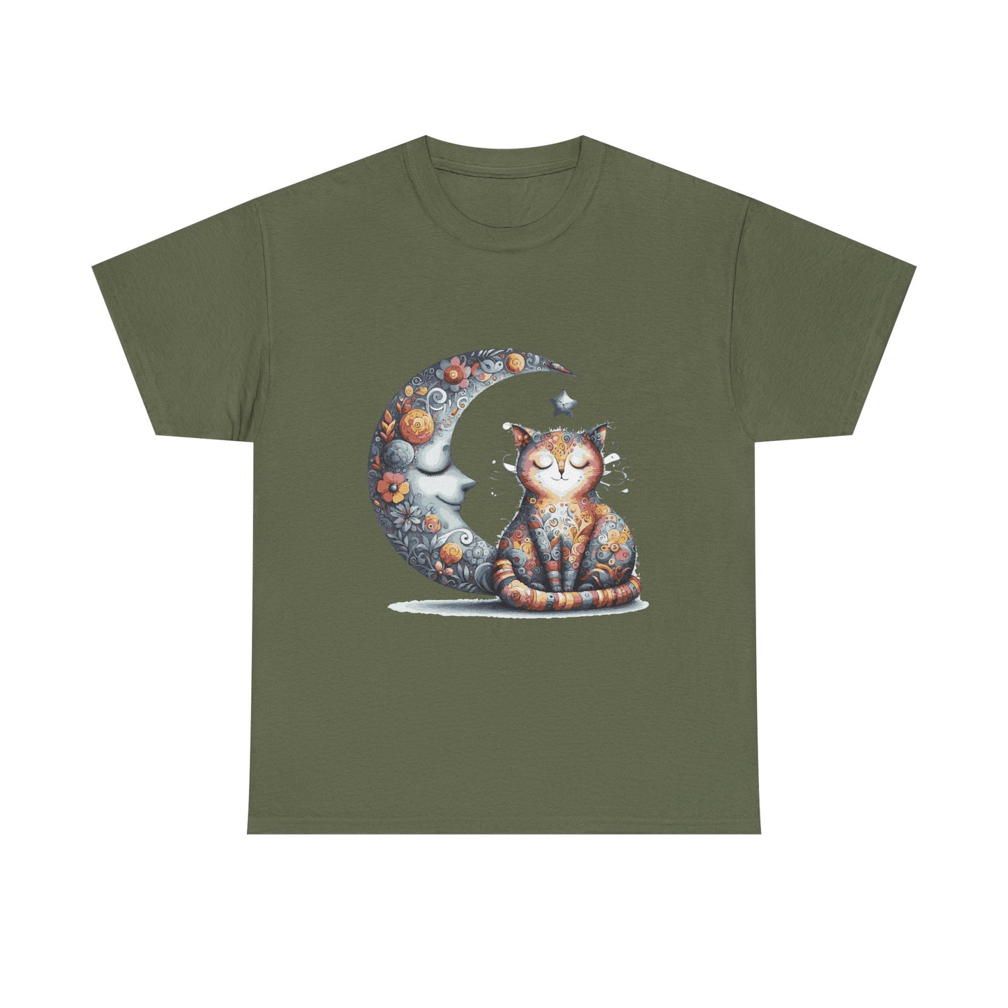 Cat Moon T-Shirt — Whimsical Cosmic Cat Graphic Tee