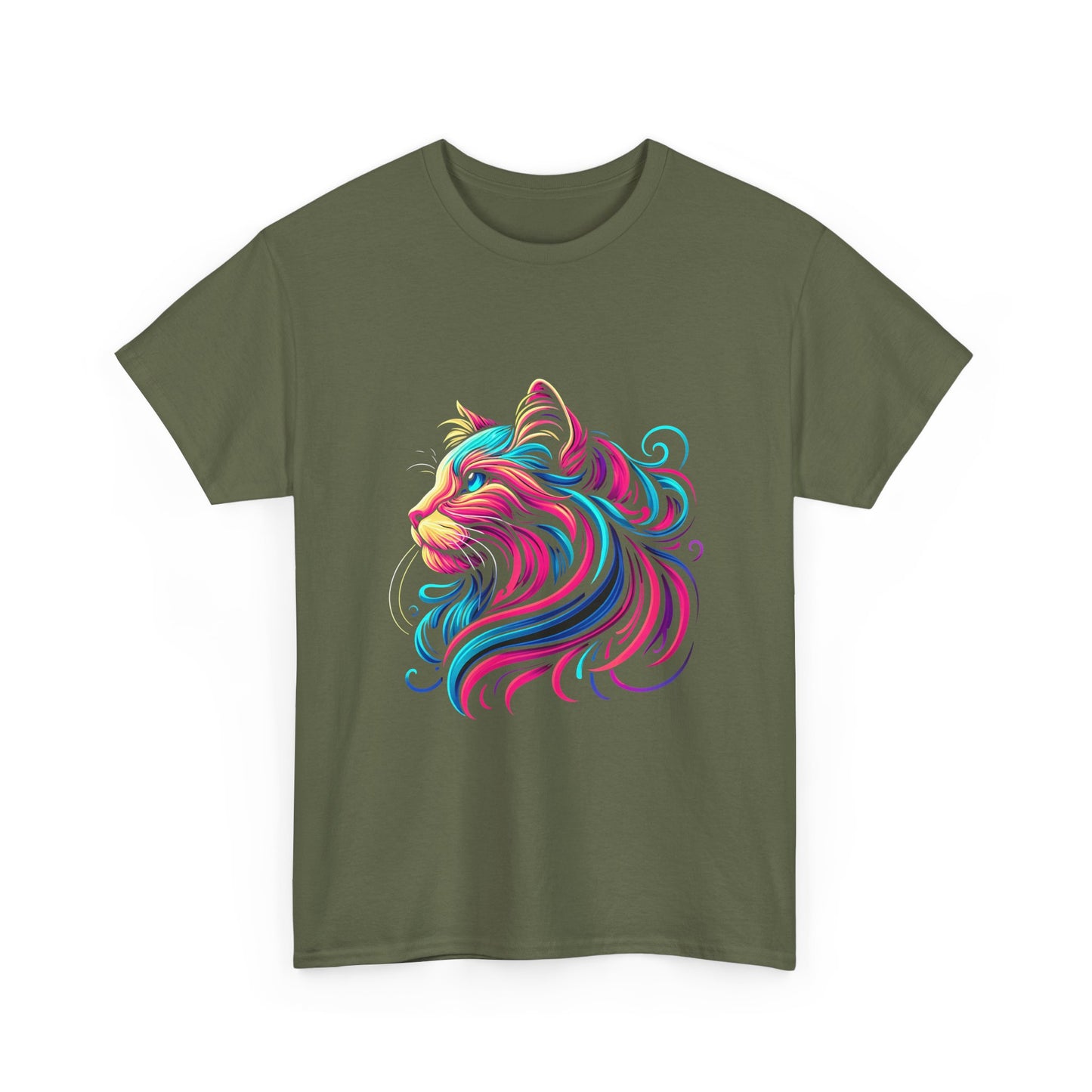 Colorful Cat Portrait T-Shirt — Vibrant Whimsical Feline Tee