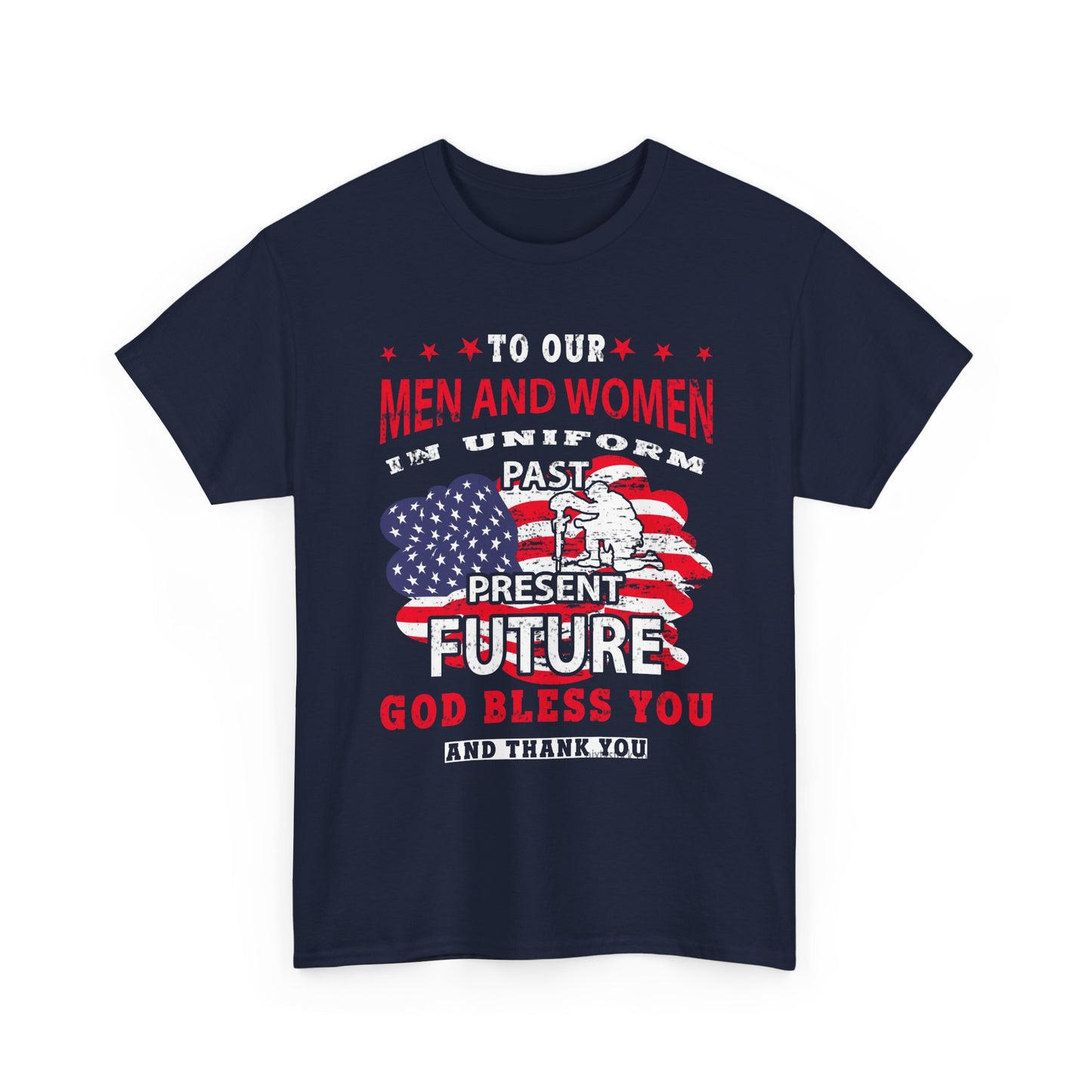 Veterans Tribute T-Shirt — "To Our Men and Women" American Flag Military Tee