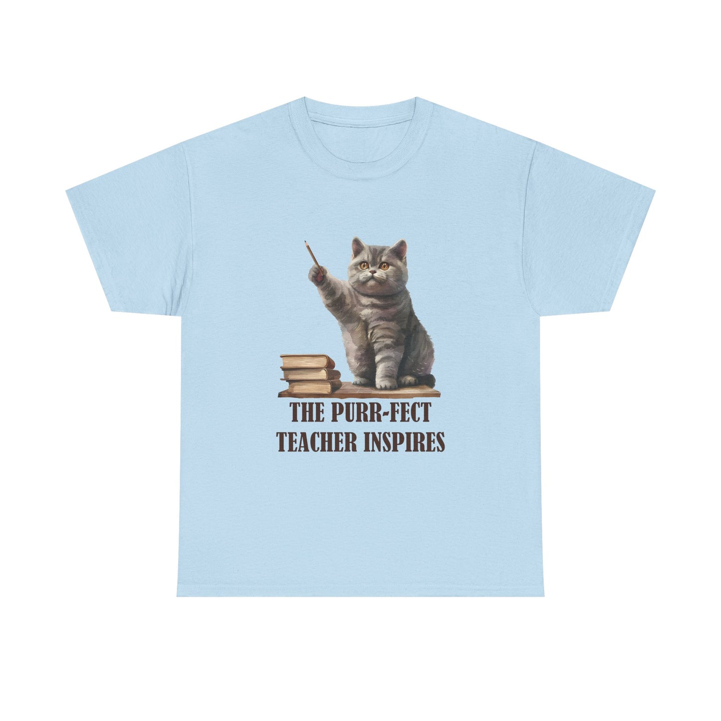 Teacher Cat T-Shirt — "The Purr-fect Teacher Inspires" Cute Gift for Educators