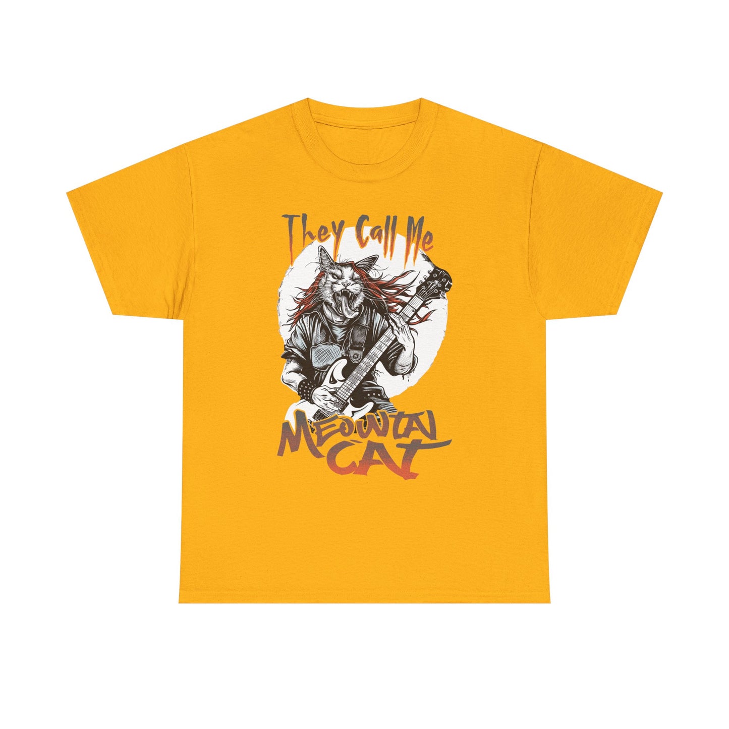 Meowtal Cat Guitar T-Shirt — "They Call Me Meowtal Cat" Rock Music Tee