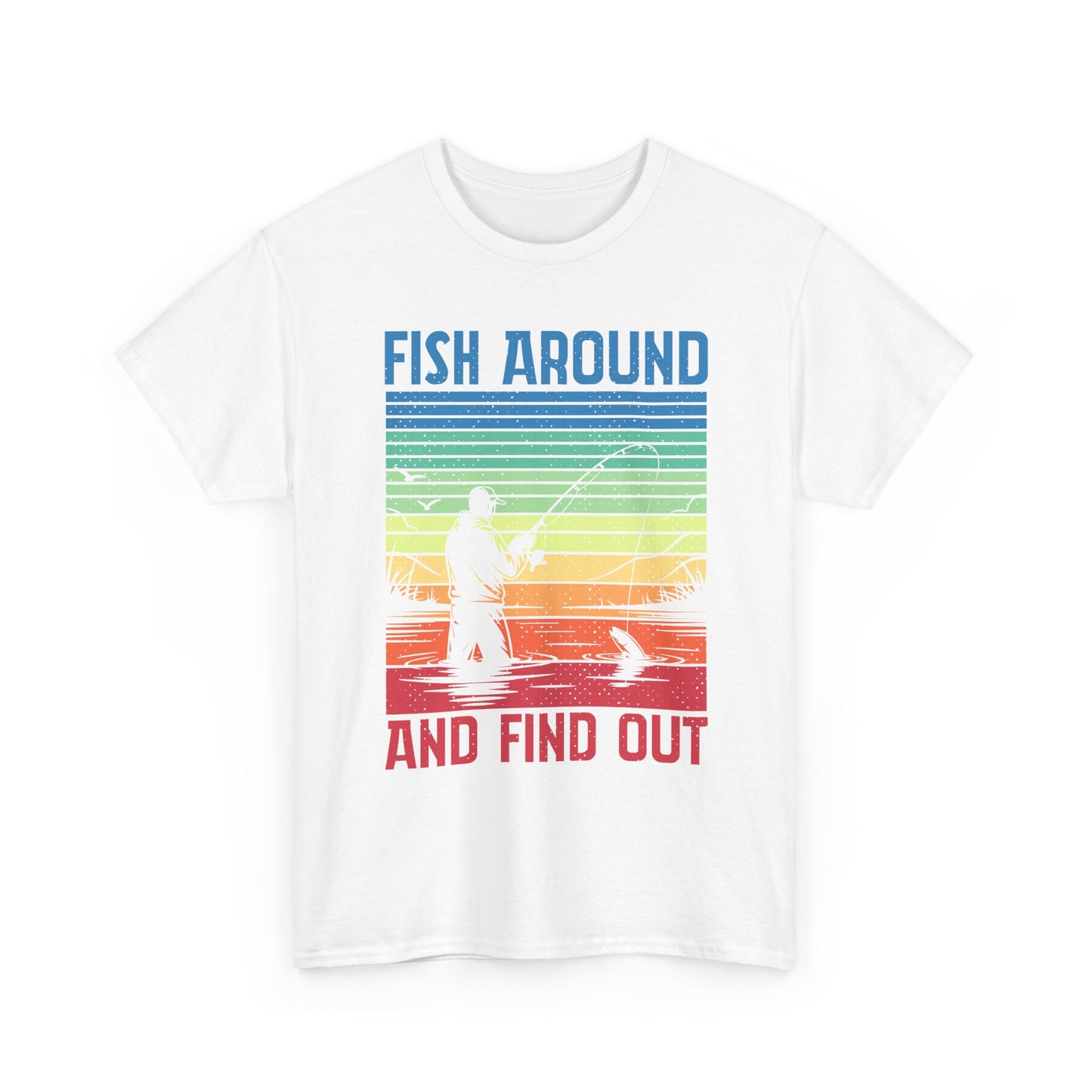 Fishing T-Shirt - "Fish Around and Find Out" Retro Sunset Angler Tee