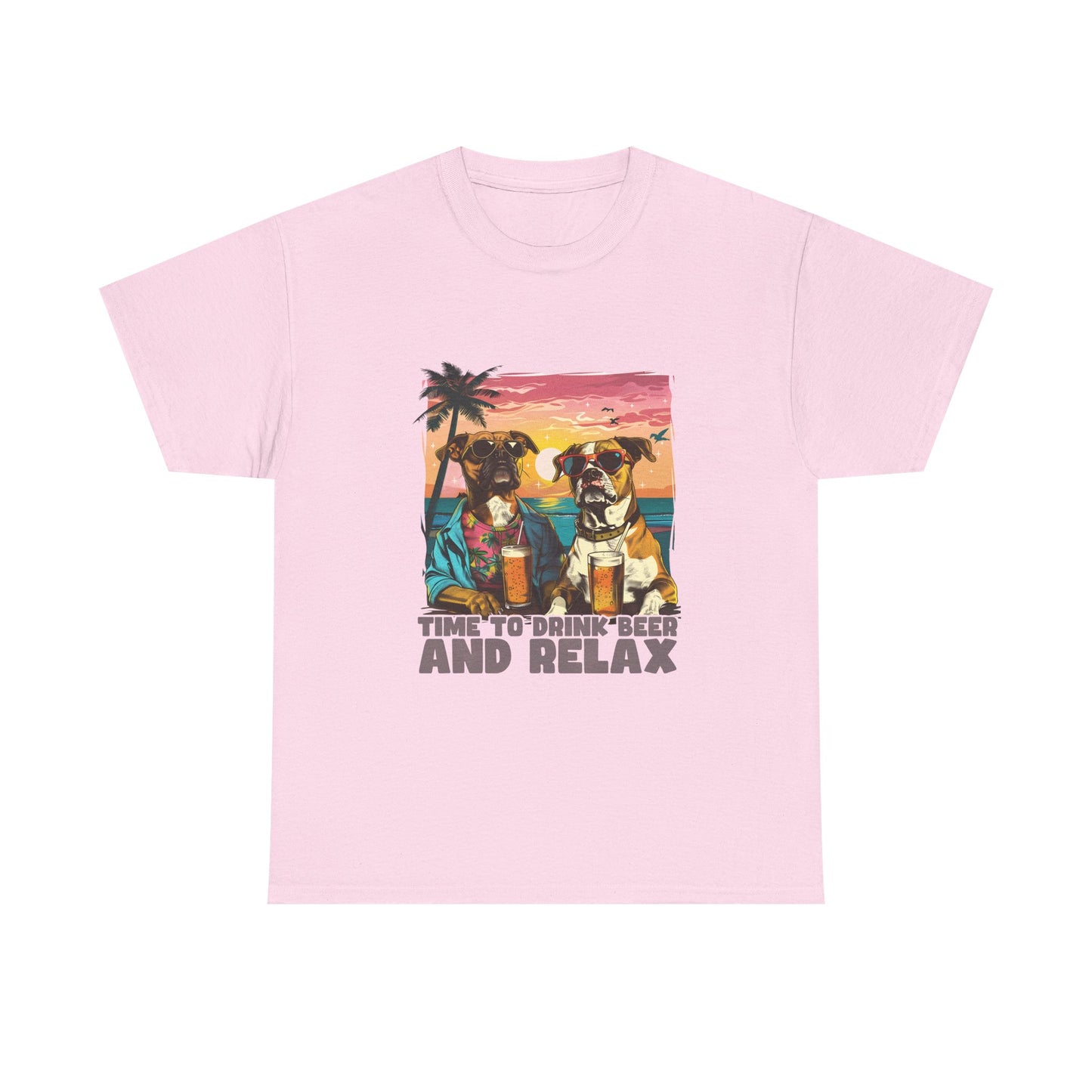 Time to Drink Beer and Relax T-Shirt — Retro Beach Dogs Design