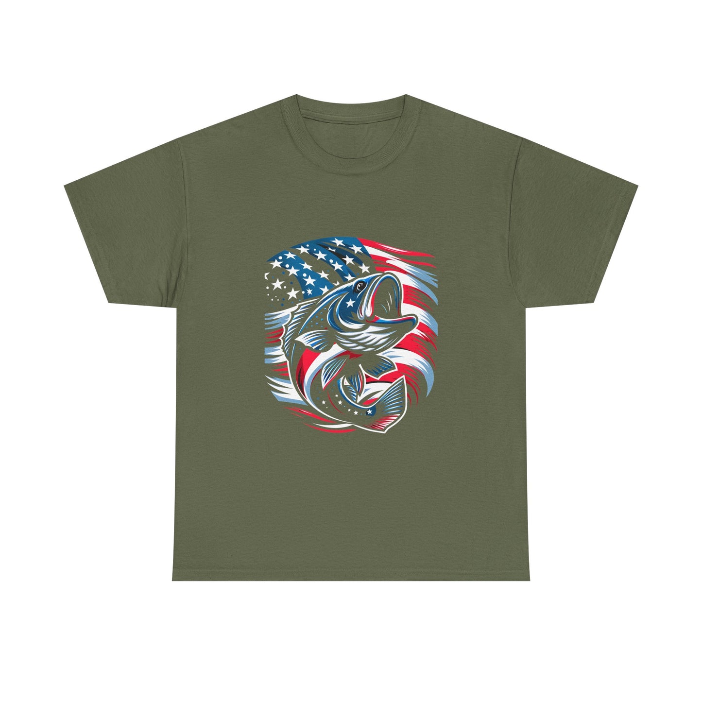 Fishing Bass T-Shirt with American Flag — Patriotic Angler Tee