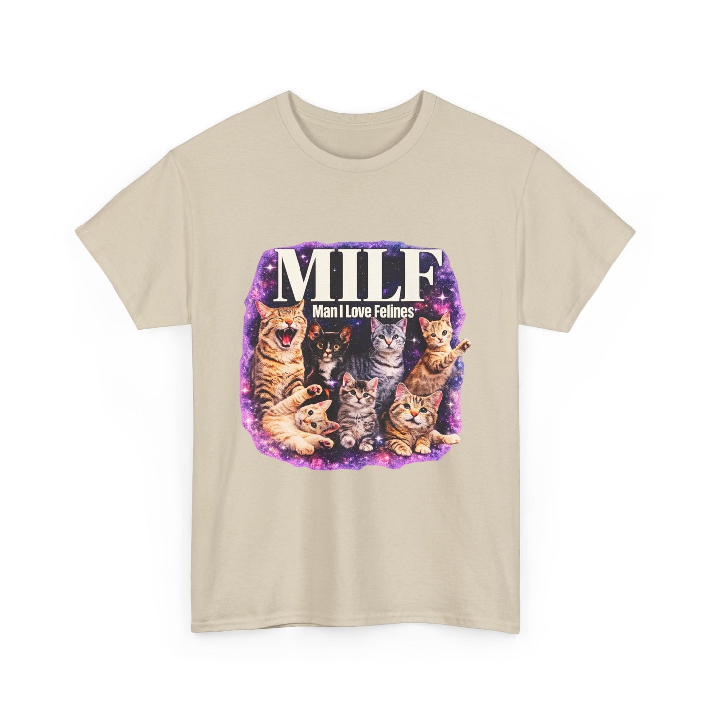 Cat Lover Tee — "MILE: Man I Love Felines" Graphic T-Shirt