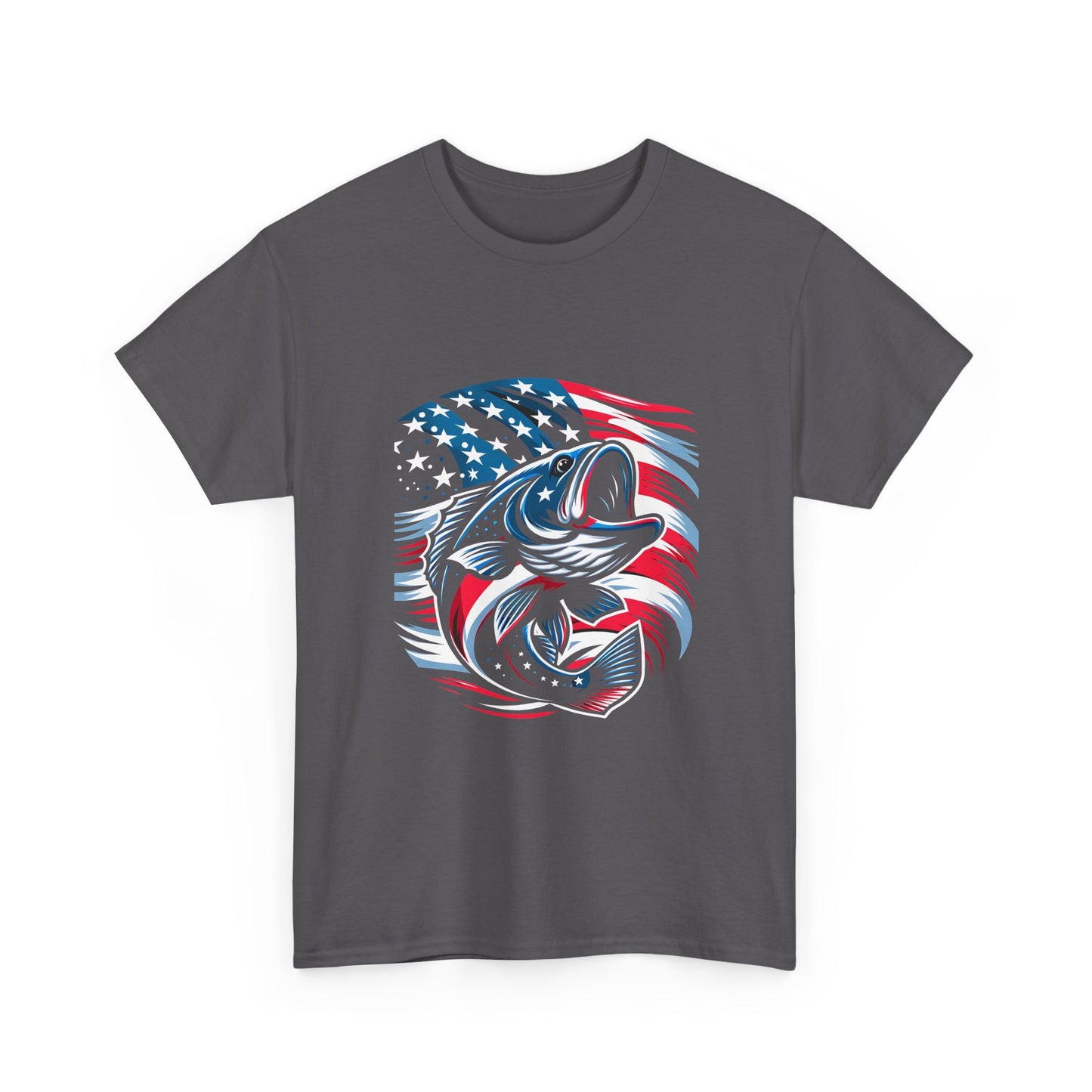 Fishing Bass T-Shirt with American Flag — Patriotic Angler Tee
