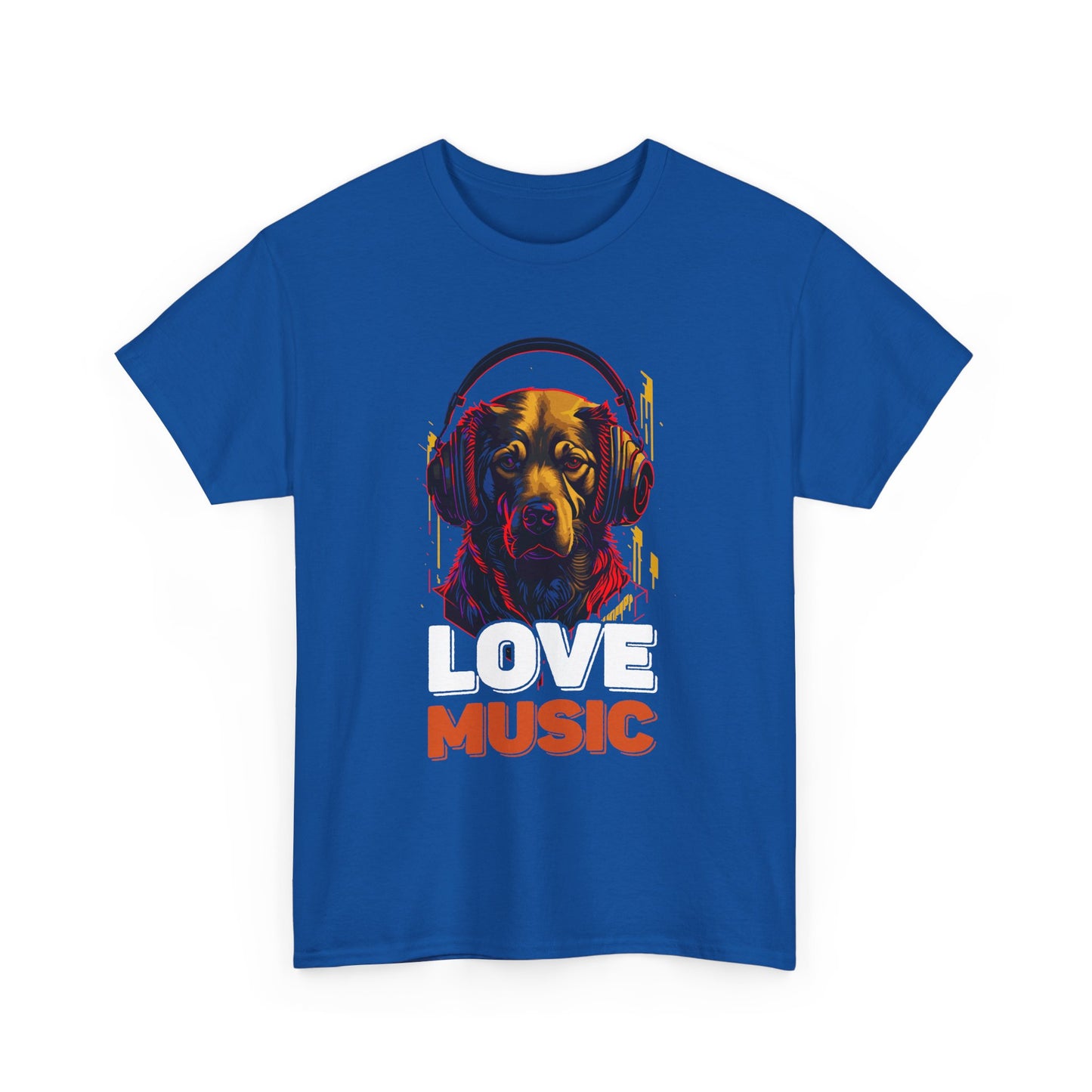 Love Music Dog Tee — Retro Headphones Graphic T-Shirt
