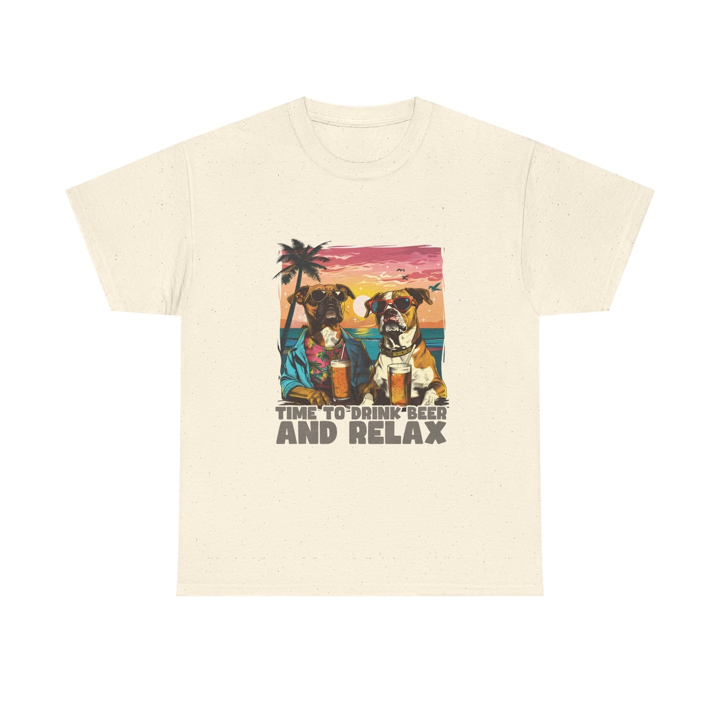 Time to Drink Beer and Relax T-Shirt — Retro Beach Dogs Design