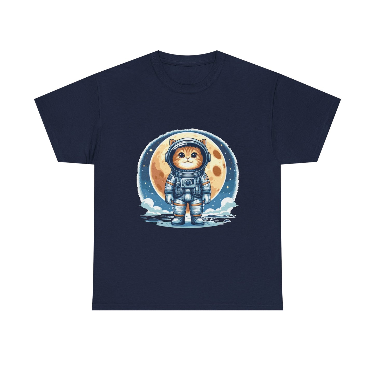 Astronaut Cat T-Shirt – Cute Space Kitty Tee with Moon